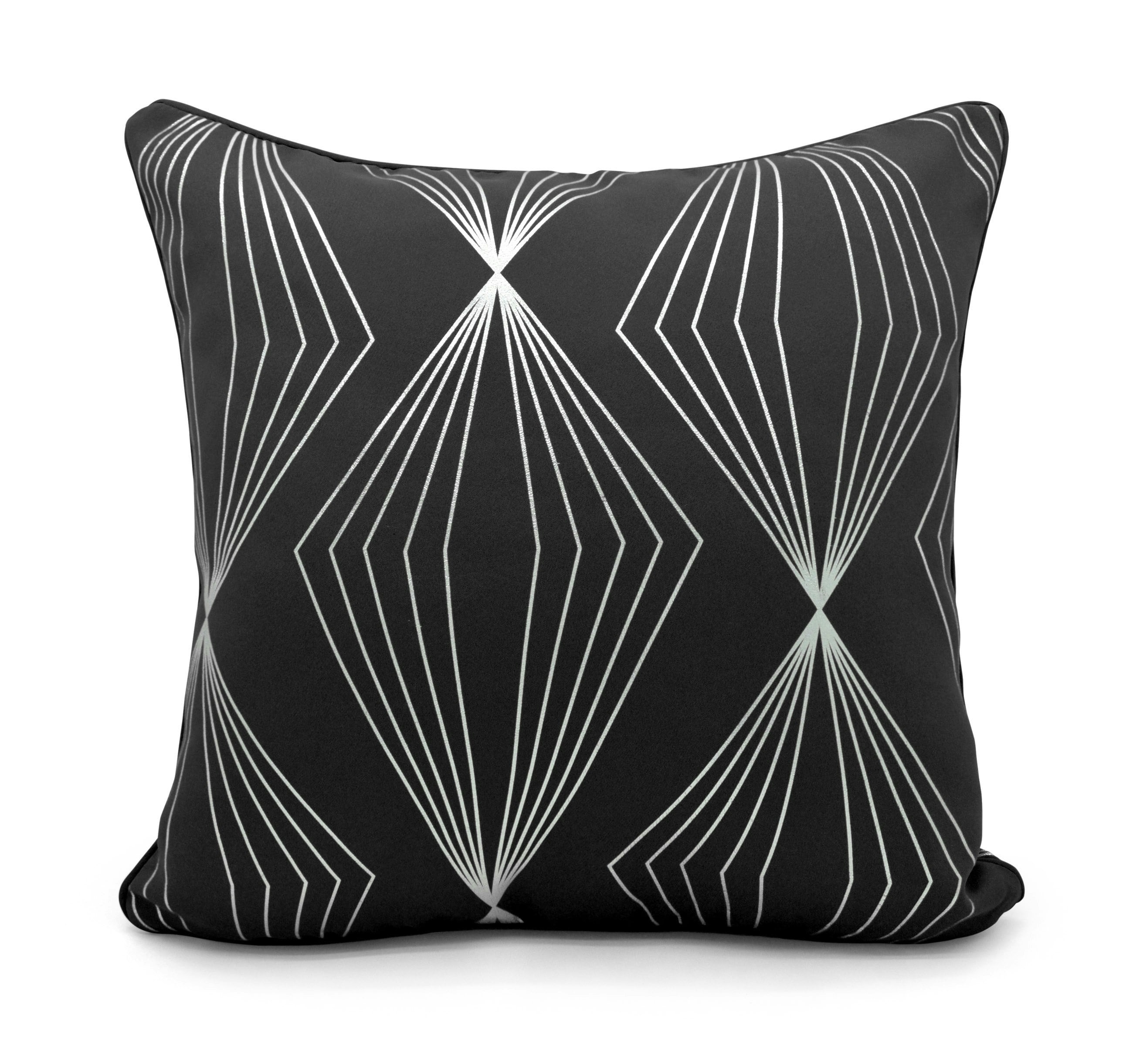 Velosso Black Modern Geomtric Foil Print Cushion - 43Cm X 43Cm