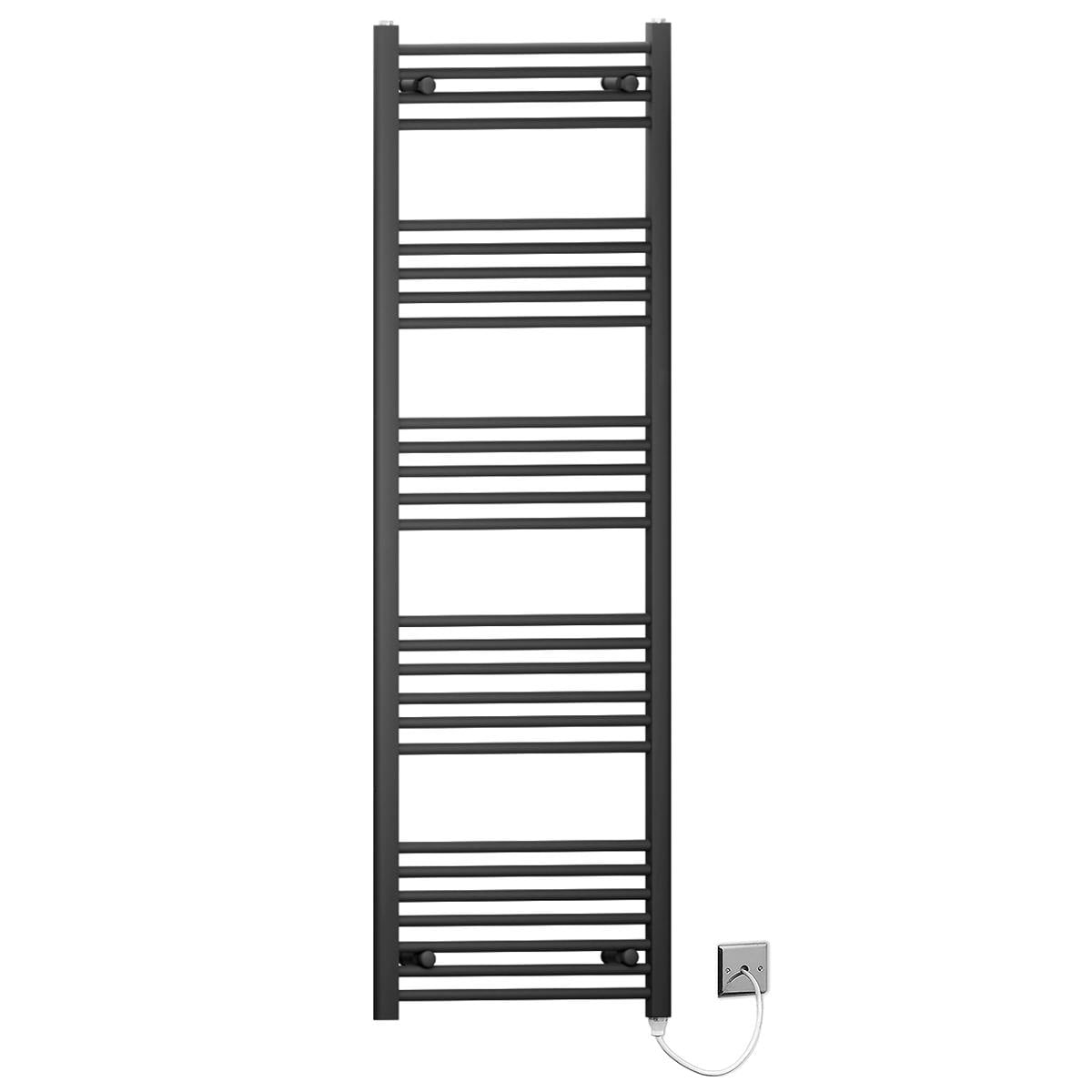 Myhomeware Black 500 X 1600Mm Flat Electric Pre-Filled Heated Towel Rail Radiator For Bathroom Designer Standard Element