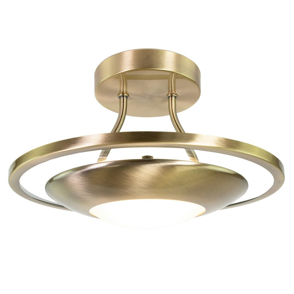 Rackhams Light Modernistic Semi Flush Eco Friendly Led Ceiling Fitting In Antique Brass