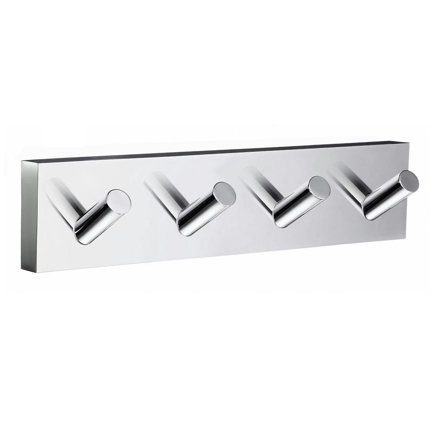 Smedbo Polished Chrome Quadruple Towel Hook Rail 40Mm X 178Mm Wall Mounted Bathroom Rectangular Robe Hooks Clothes Hanger Coat Peg