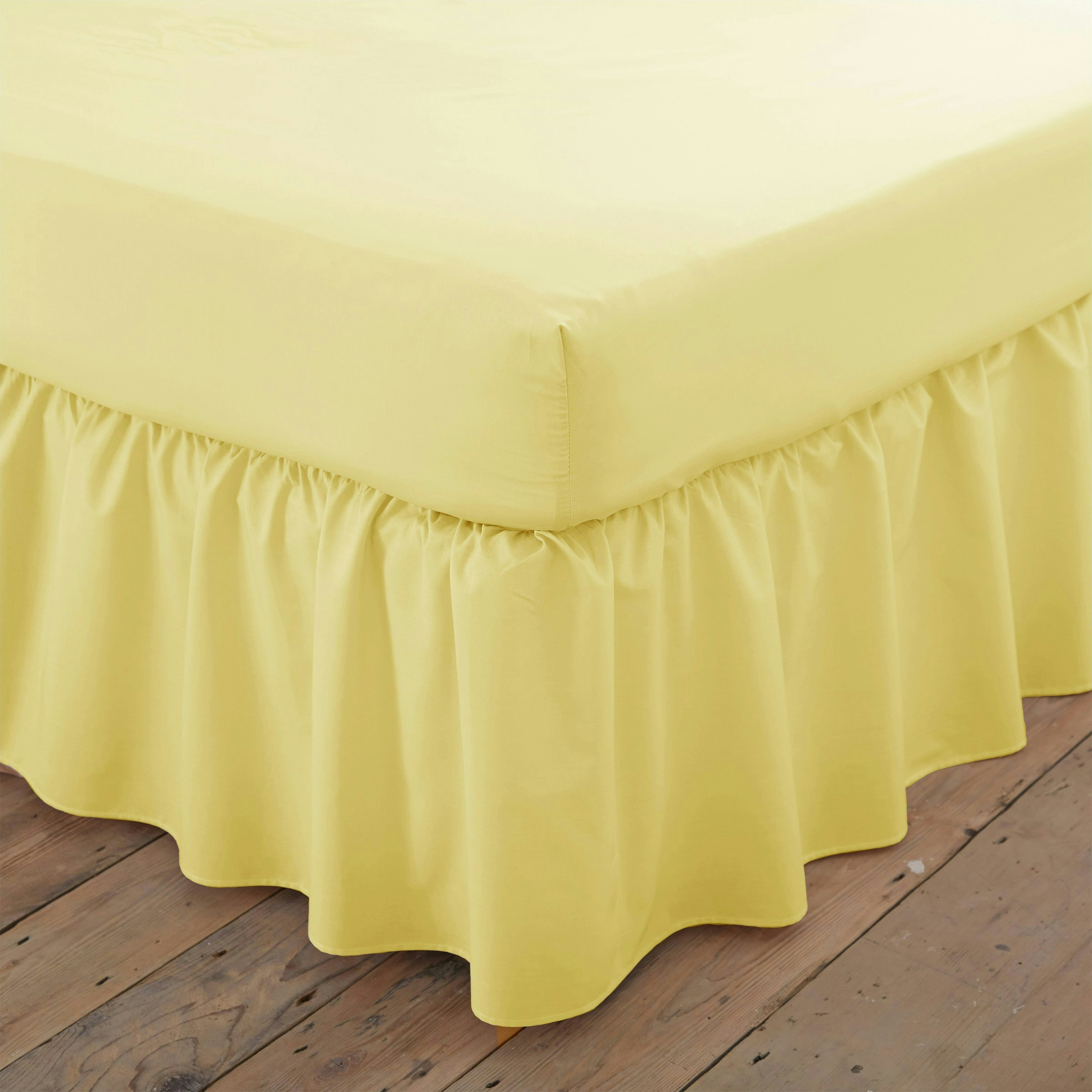 Martex Charlotte Thomas Poetry Plain Dye Polycotton Single Platform Valance Sheet Frilled - Aubergine - 90 X 190Cm - Lemon - King