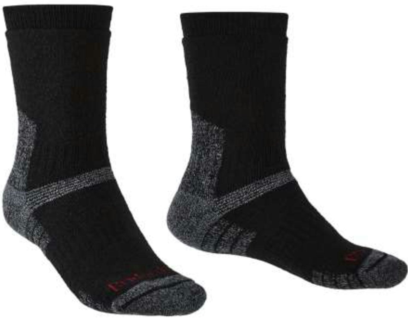 Bridgedale Unisex Black Explorer Performance Heavyweight Merino Wool Crew Socks {Br-710151} - /Charcoal - Medium