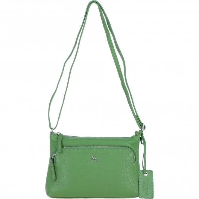 Ashwood Silver Real Leather Crossbody Bag: Bristol - Fern - Leather