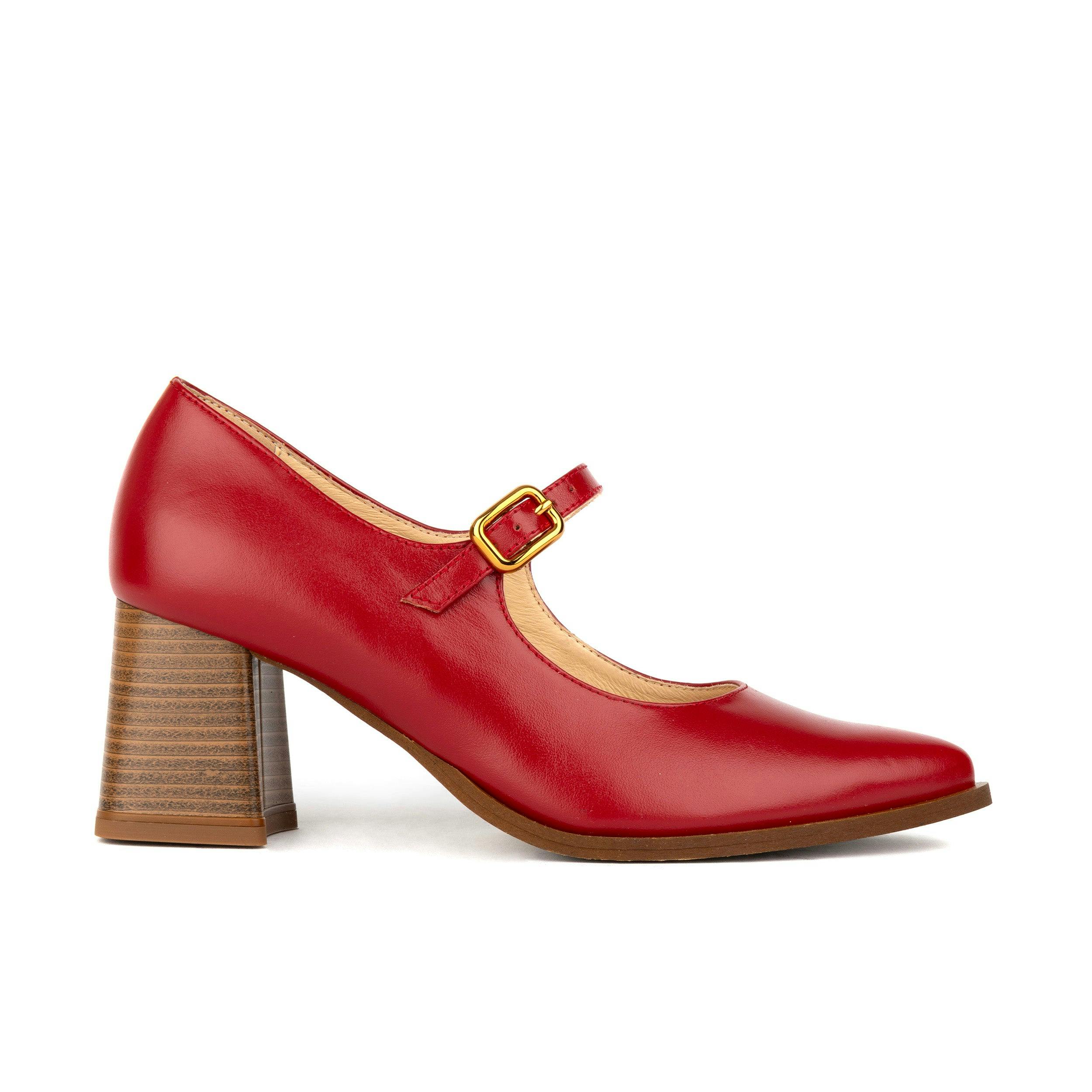 Embassy London Women's Red Hyde - Leather Mary Jane Pump - Uk 3 / Eu 36 / Us 5