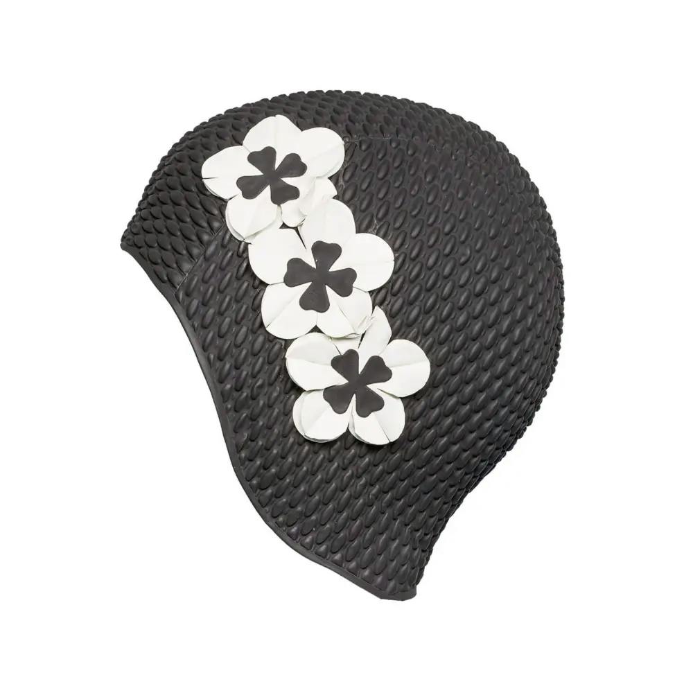 Fashy Black Flower Bubble Swim Cap