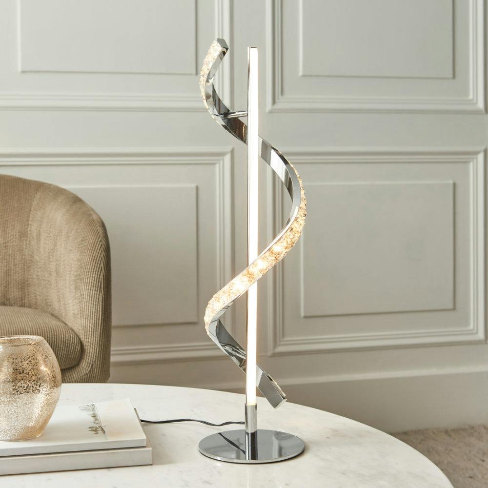 Pagazzi Lighting White/Light/Black Hyde Chrome And Crystal Led Table Lamp