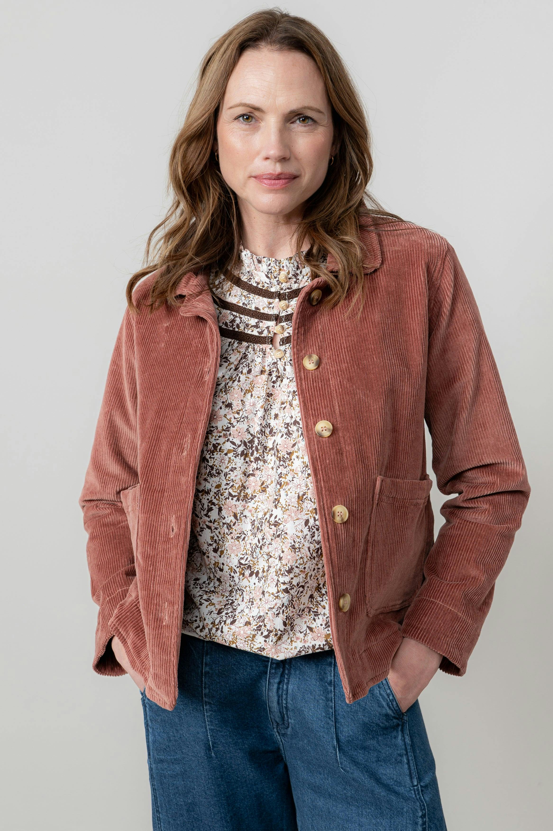 Lily & Me Ash Stretch Cotton Jumbo Cord Jacket Antique Rose - 08 - Antique Rose