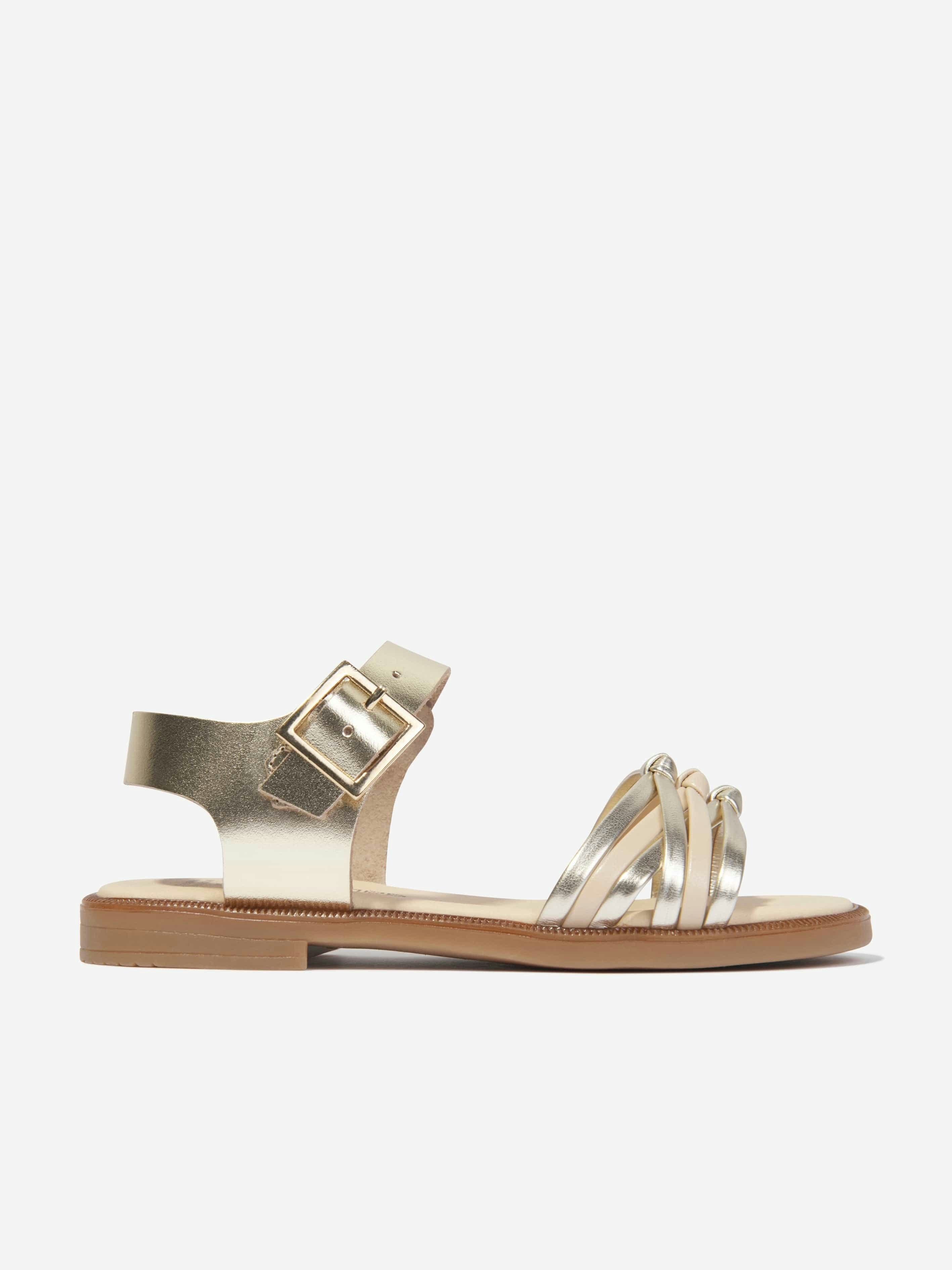 Andanines Girls Gold Leather Sandals In - Eu 29 Uk 11