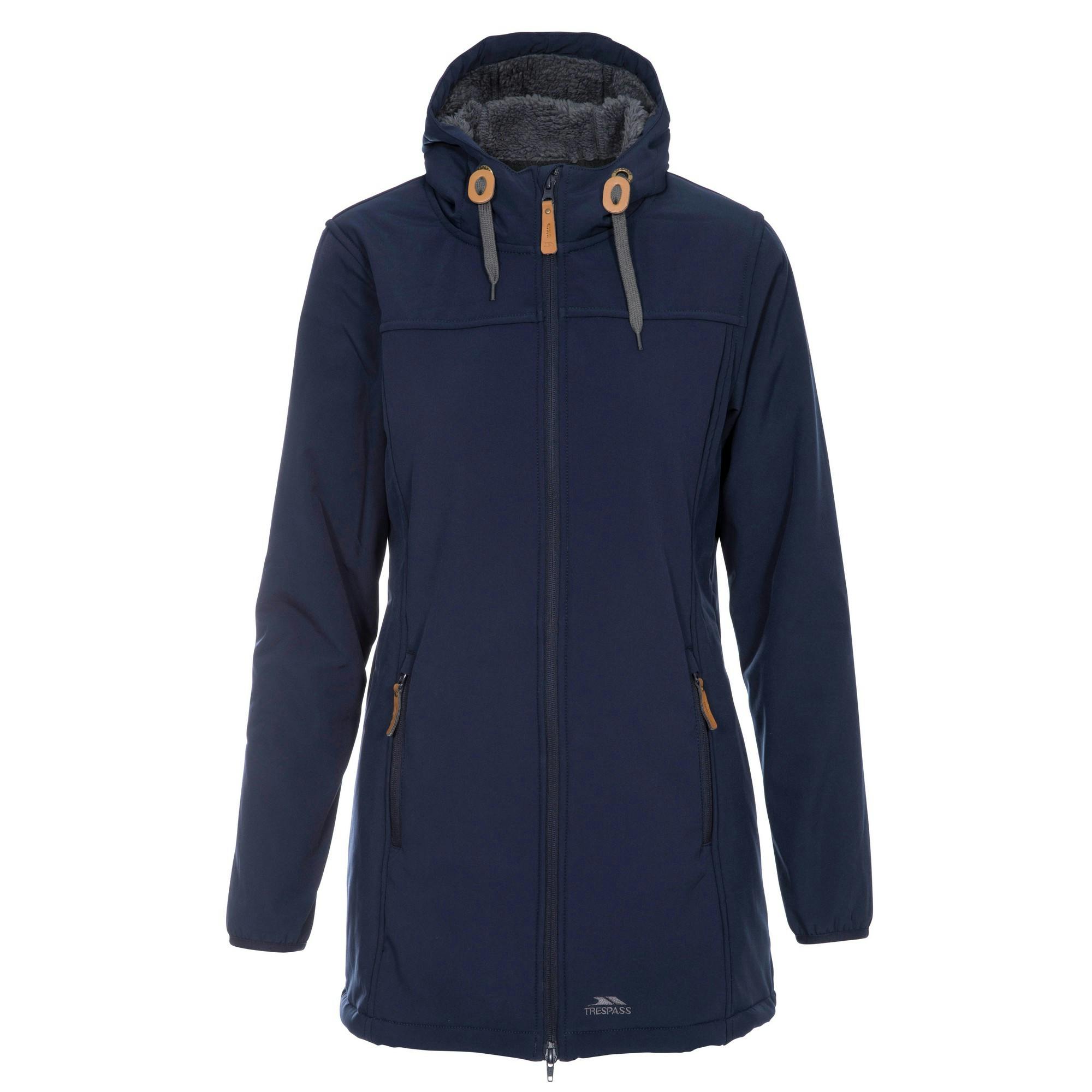 Trespass Women's Kristen Longer Length Hooded Waterproof Jacket - Navy - Navy - L - 96% Polyester/4% Elastane