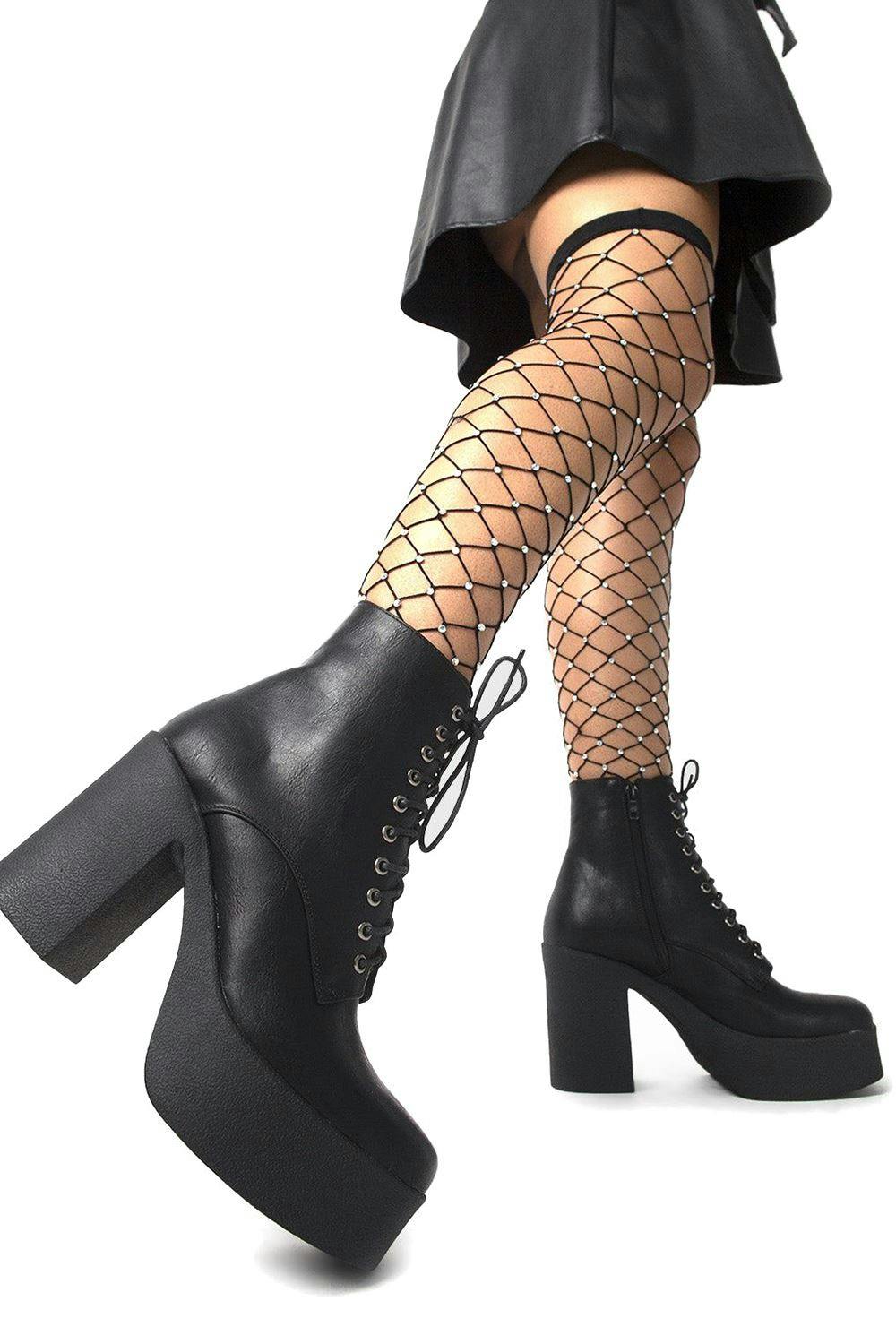 Lamoda Black Insomnia Chunky Platform Ankle Boots Vegan Leather Uk 7 - Uk7