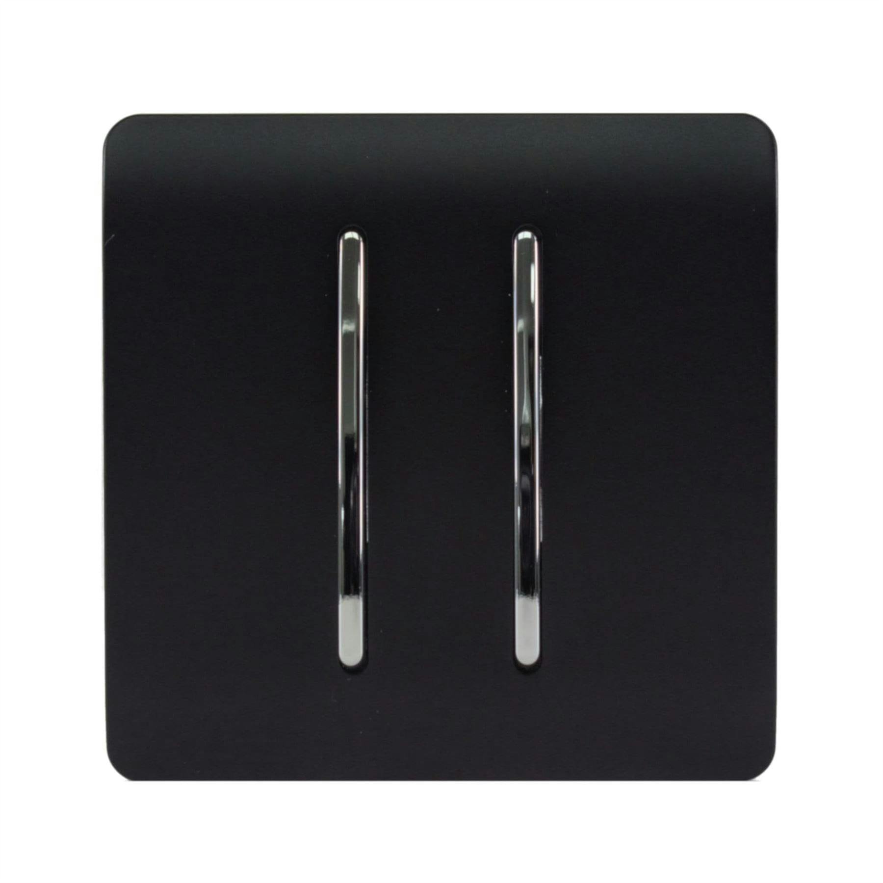 Trendi Switch 2 Gang Rocker Light Switch - Matt Black - Size 2 - Image 5