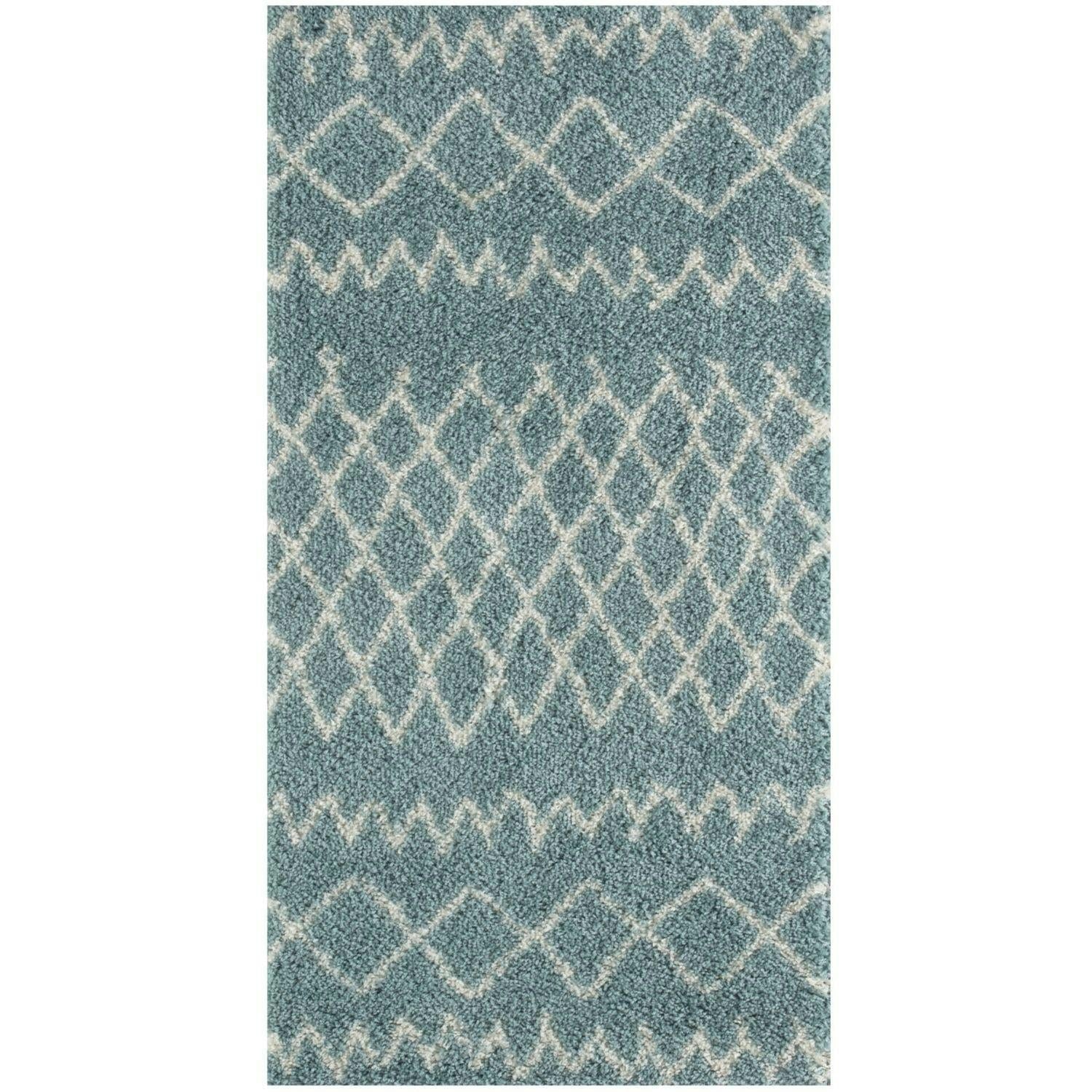 The Rugs Blue Moroccan Duck Egg Shaggy Rug | 950 - 80X150 Cm