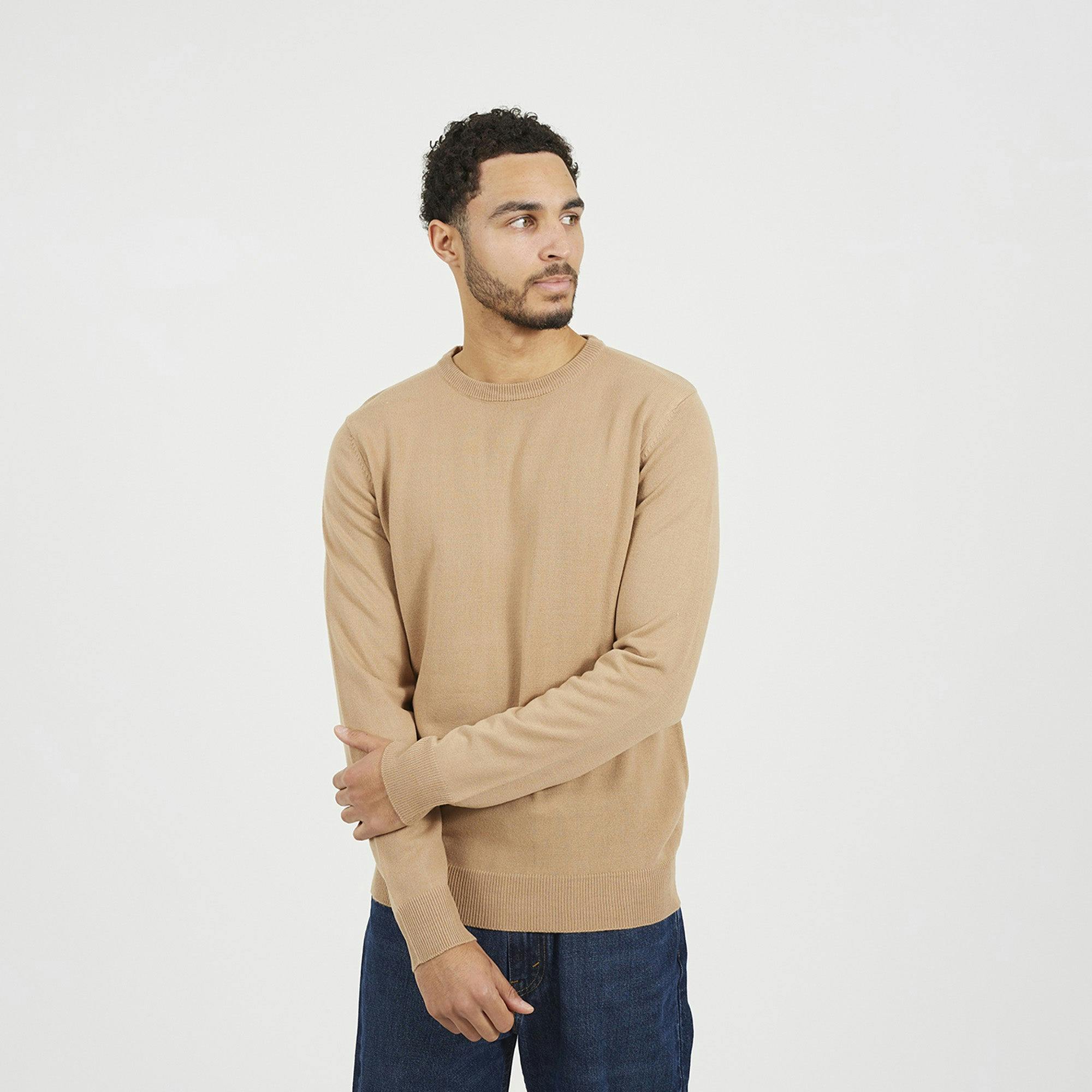Brave Soul Crew Neck Knitted Jumper - Tan - Tan - M