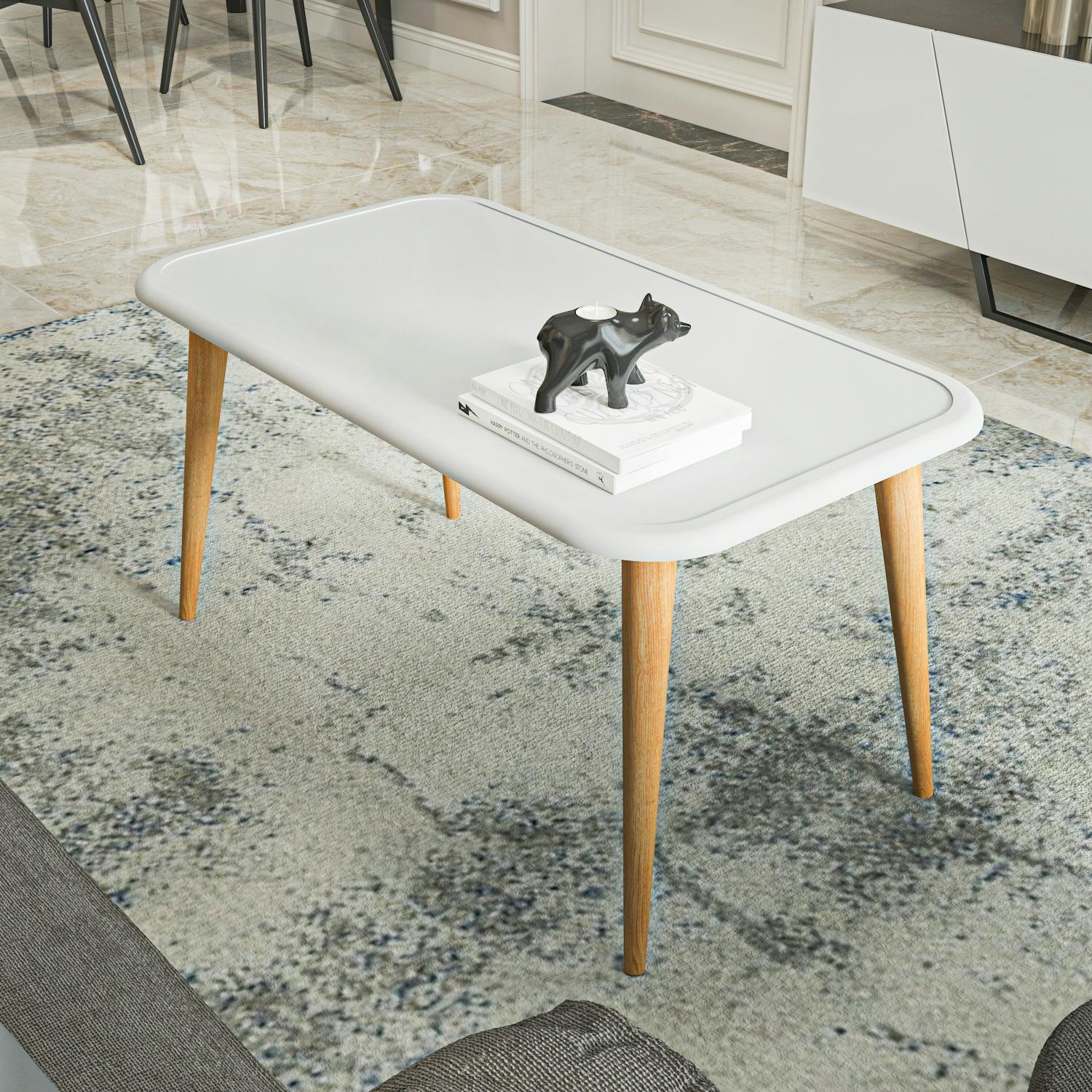 Decorotika White Bohemia 90 Cm Modern Coffee Table