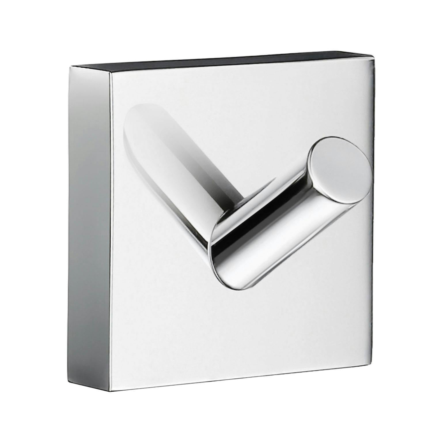 Rackhams Single Polished Chrome Towel Hook (45Mm X 45Mm) Wall Mounted Bathroom Storage Square Robe Hooks Clothes Hanger Coat Peg