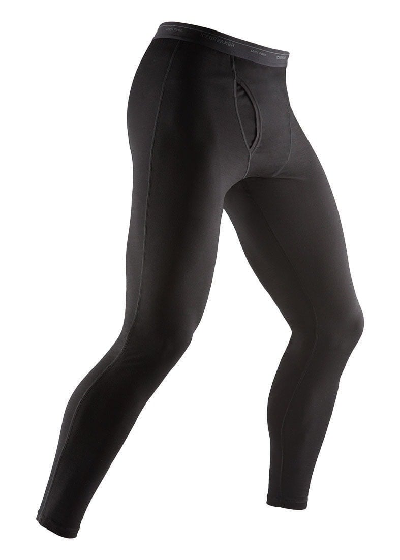 Icebreaker Men's Black Merino Wool 260 Tech Base Layer Leggings - {With Fly} - Medium