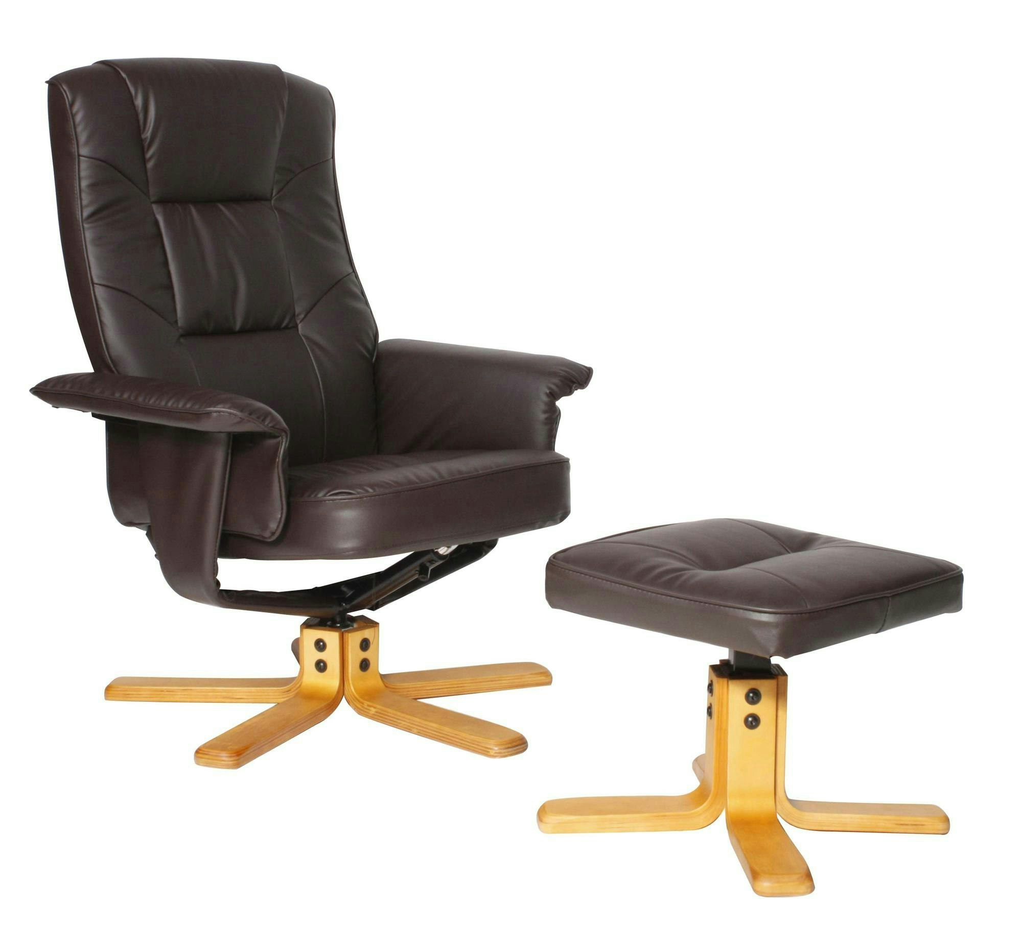 Rackhams Brown Drake Recliner And Footstool In Faux Leather