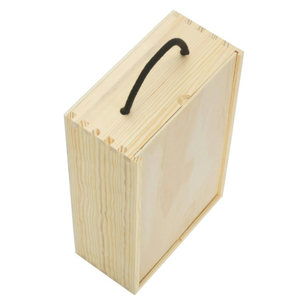 Red Hamper 2 Beer Bottle Pinewood Carry Case With Solid Lid - One Size