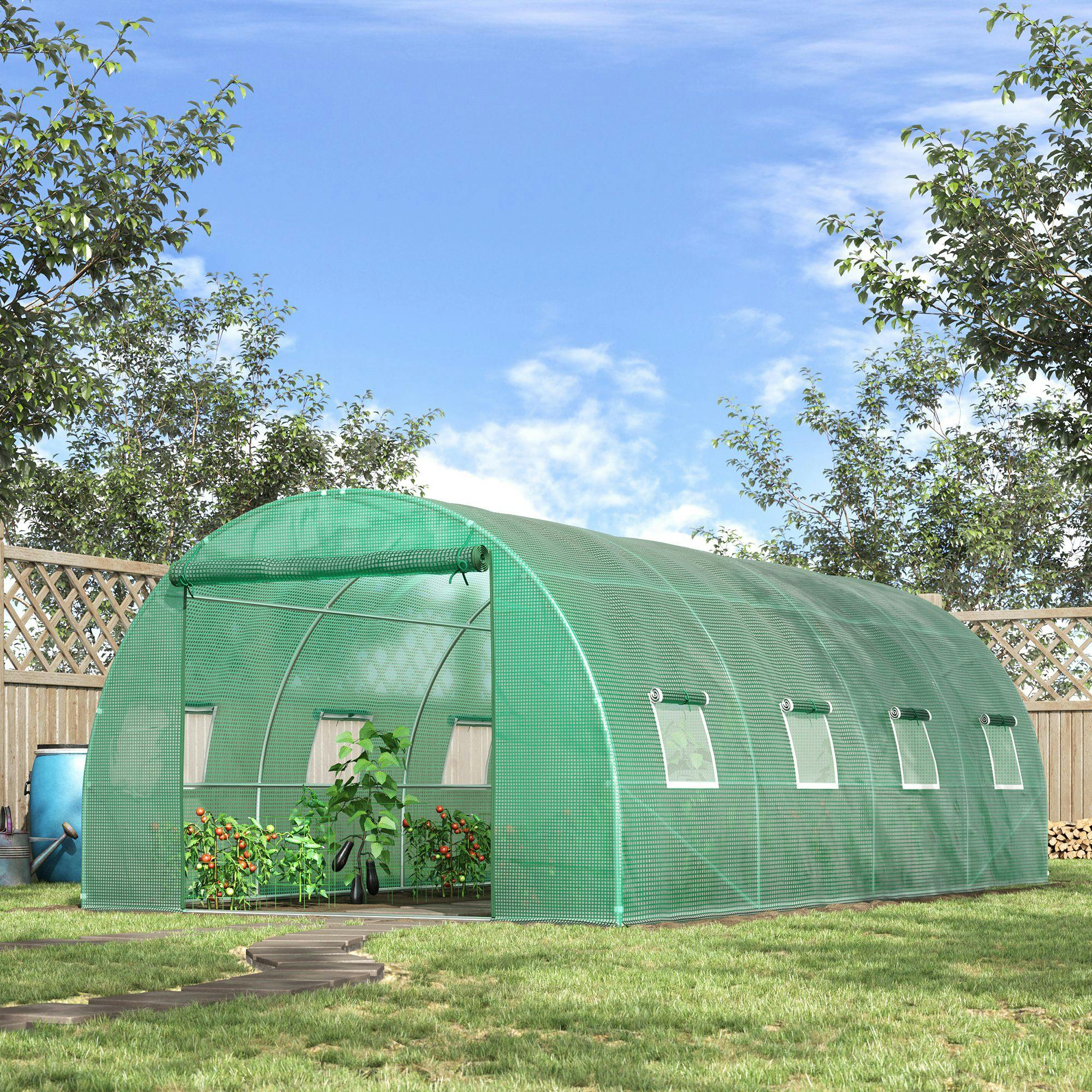 Rackhams 4 X 2M Polytunnel Walk-In Garden Greenhouse With Zip Door And Windows - 19 X 10Ft