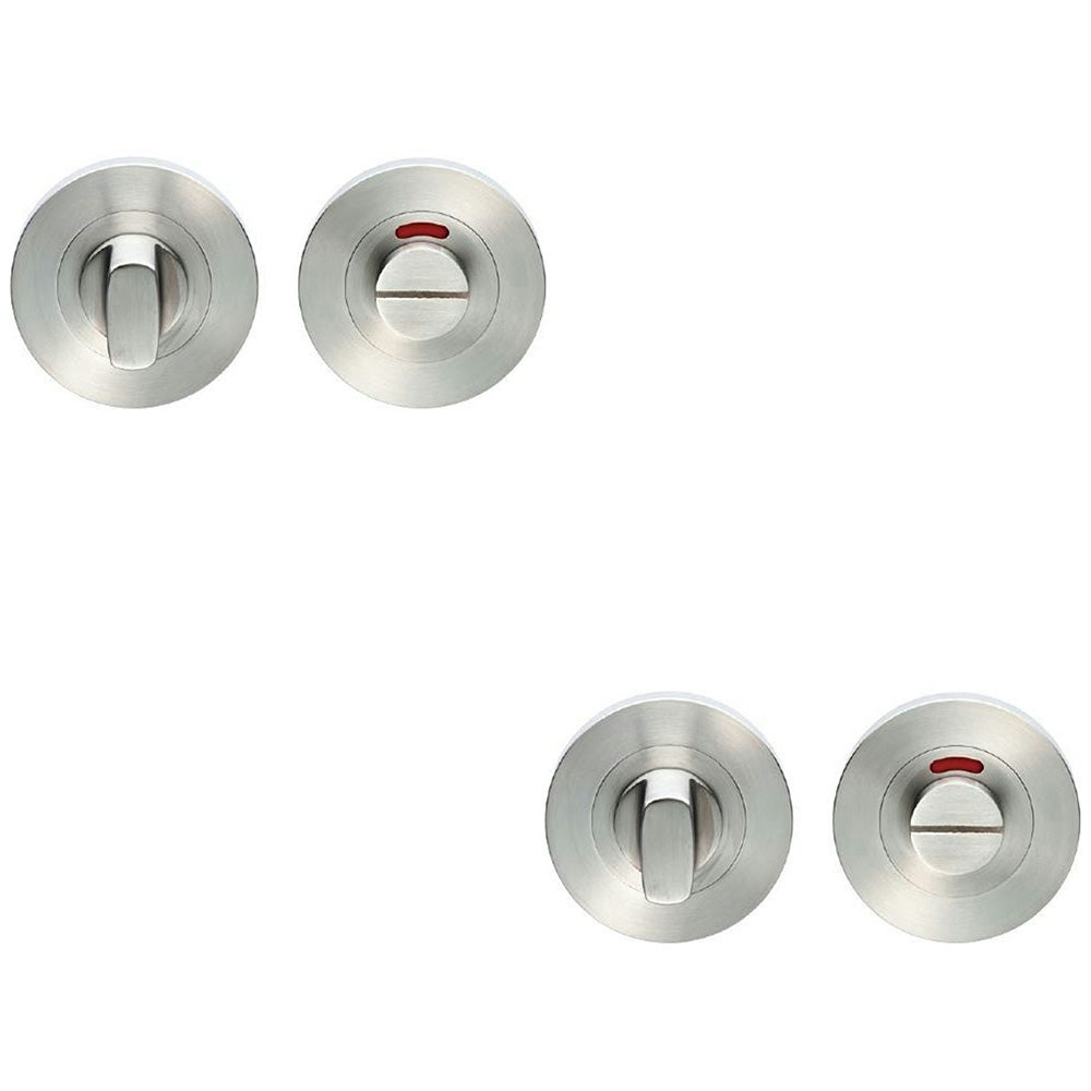 Rackhams Loops 2 Pack - Round Thumbturn Door Lock And Coin Release With Indicator Satin Stainless Steel