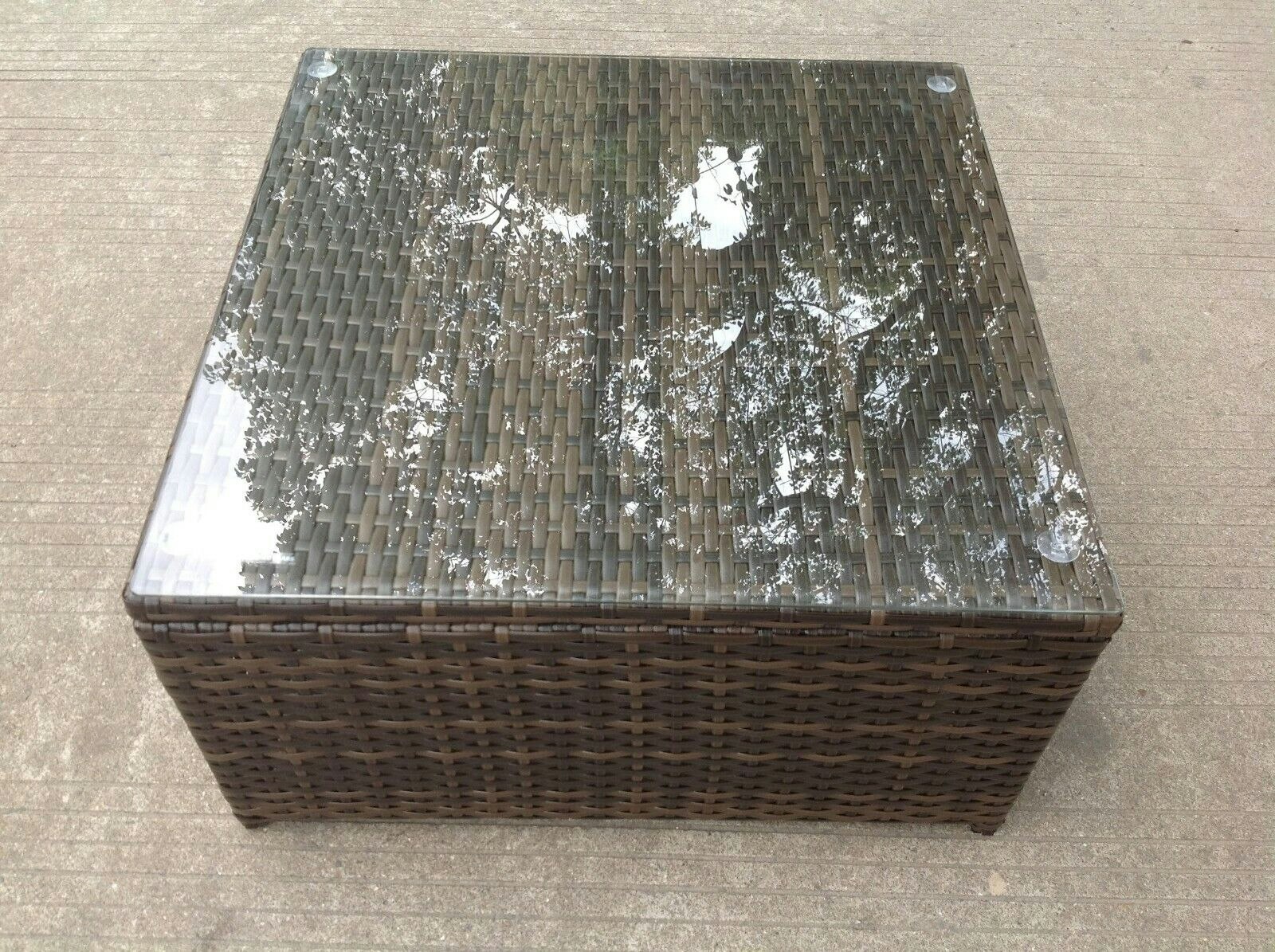 Rackhams Dark/Brown Rattan Square Coffee Table For Outdoor & Indoor Use - Mixed
