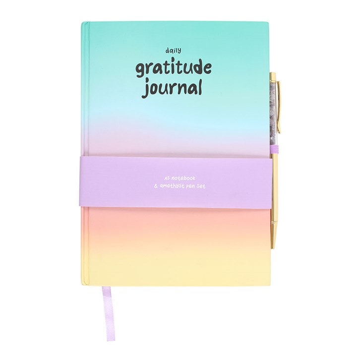 Serano Multicoloured Gratitude Journal With Amethyst Pen