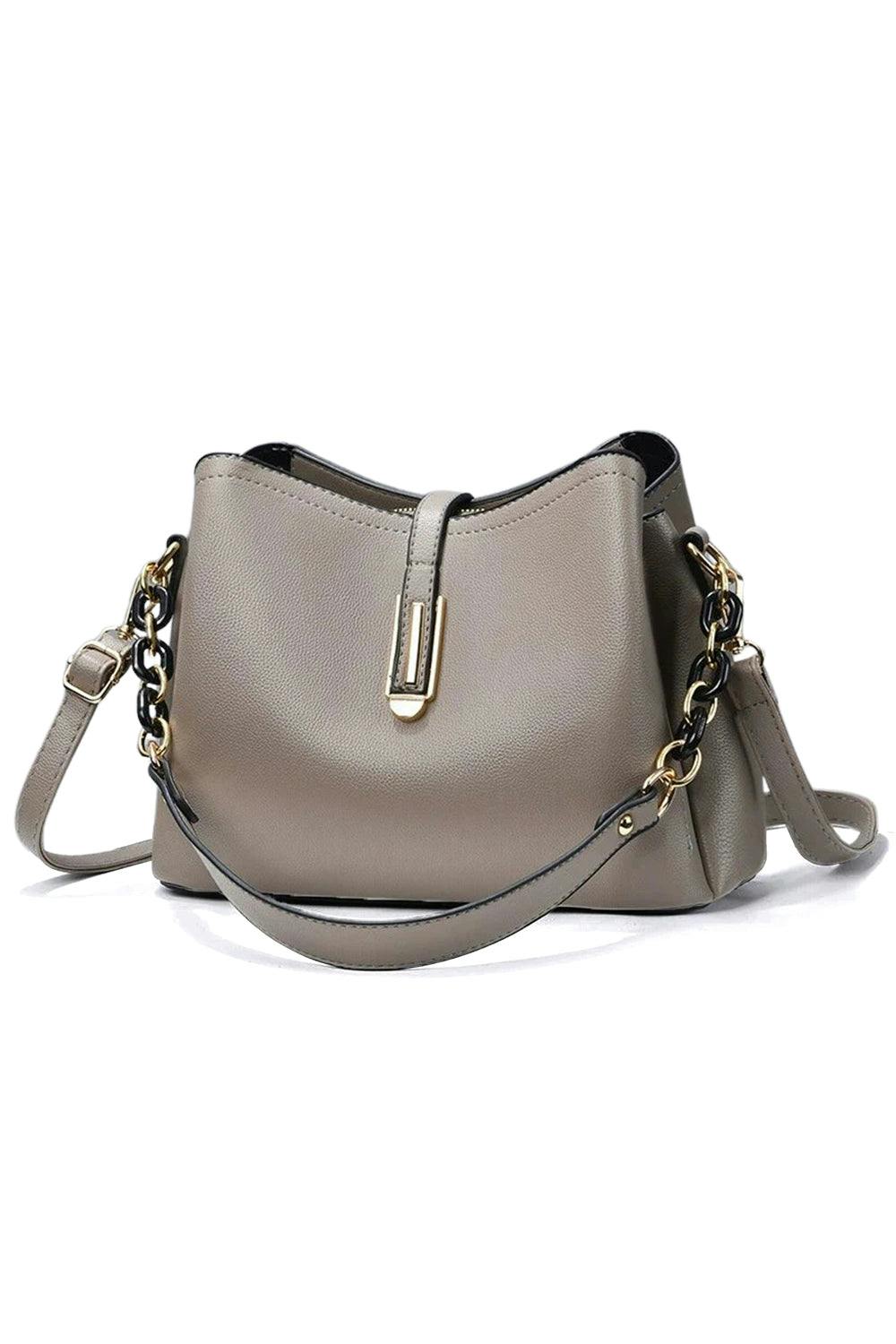 Pluspup Women's Elegant Chain Strap Crossbody Shoulder Bag For - Khaki