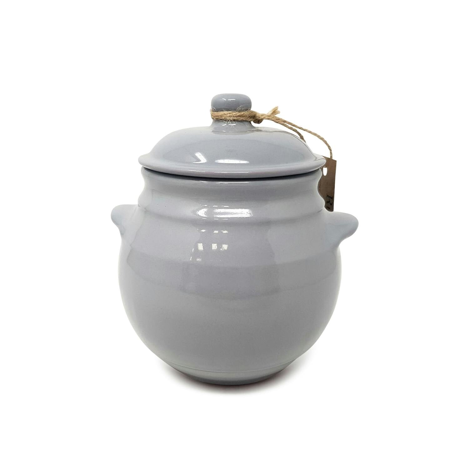 Verano Spanish Ceramics Grey Rustic Pastel - 23Cm Storage Jar With Lid - 23Cm - Ceramic