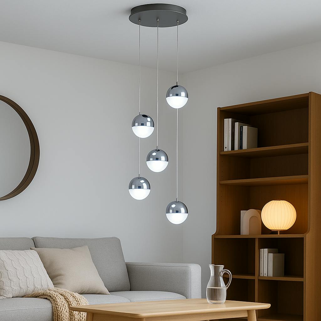 Rackhams Light Annika 5 Polished Chrome Led Multidrop Ceiling Pendant