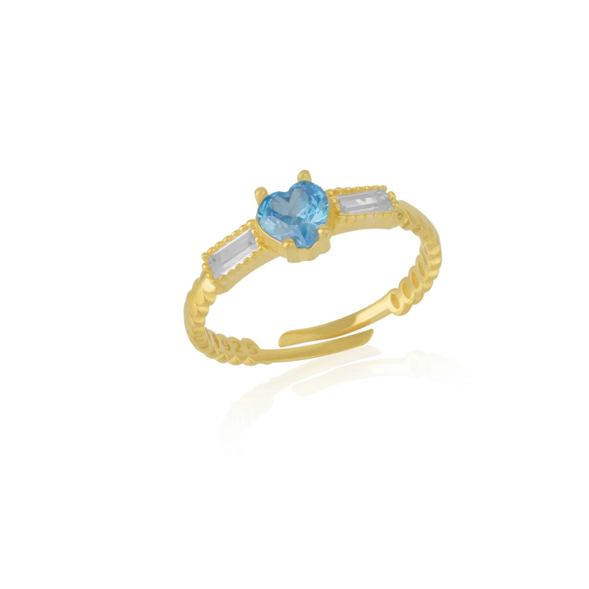 Spero London Silver Heart Jewelled Cz Sterling Ring