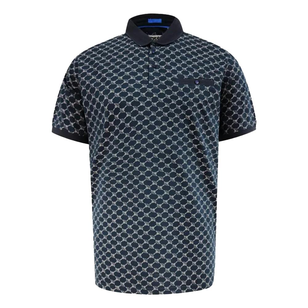 Duke Men's Saunders D555 All-Over Print Polo Shirt - Navy - 5XL - Navy - 100% Mixed