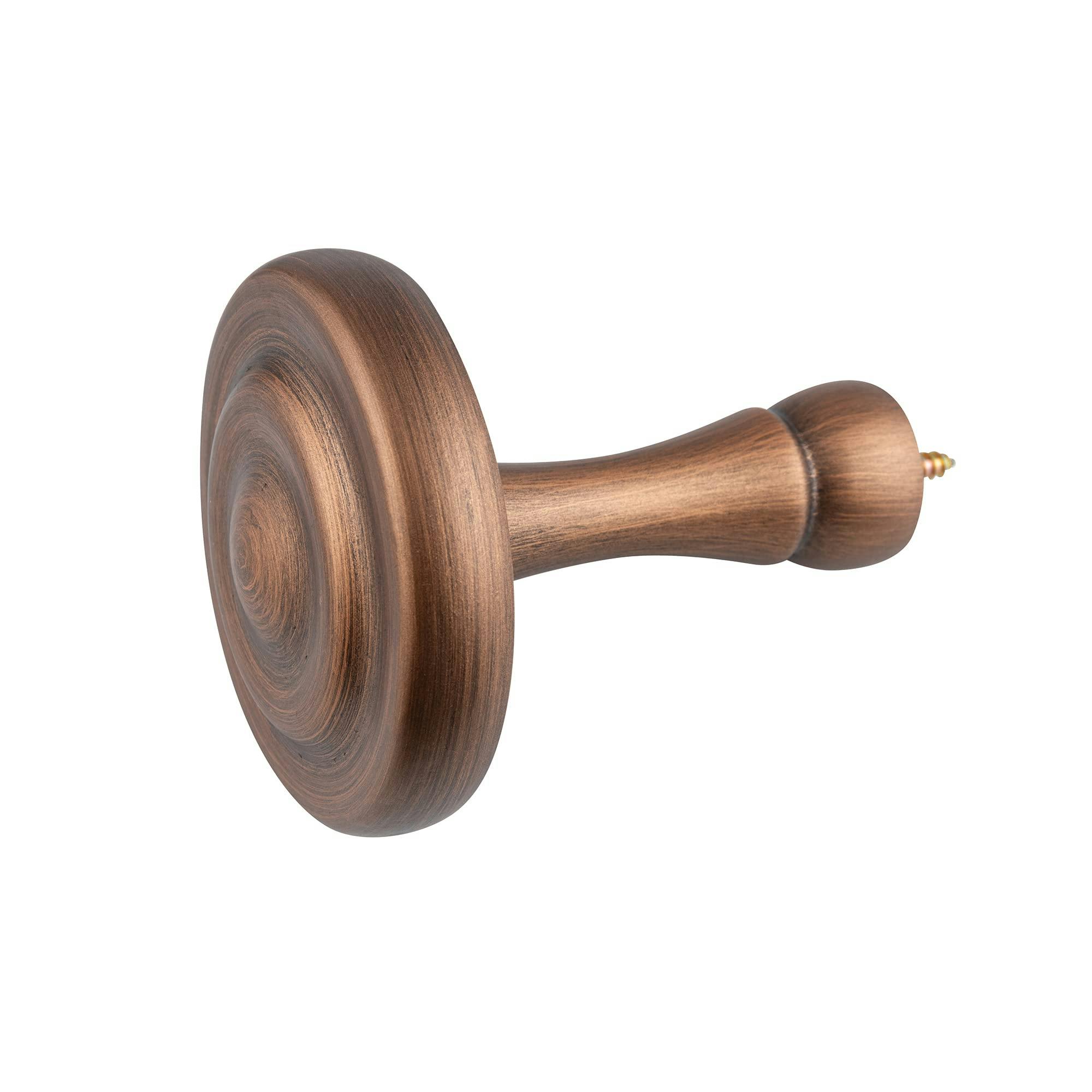 A.unique Home Gold/Silver/Light Ribbed Wooden Curtain Pole With Rings And Fittings, In A Variety Of Colours And Sizes (35Mm) (Holdbacks, Walnut) - Holdbacks - Walnut