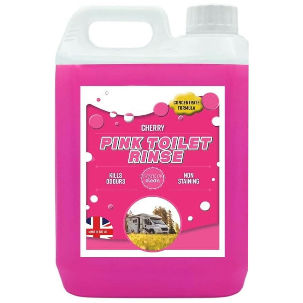 Rackhams Pink Toilet Rinse Disinfectant Bottles For Caravans, Motorhome & Portable Toilets - 2 X 5L