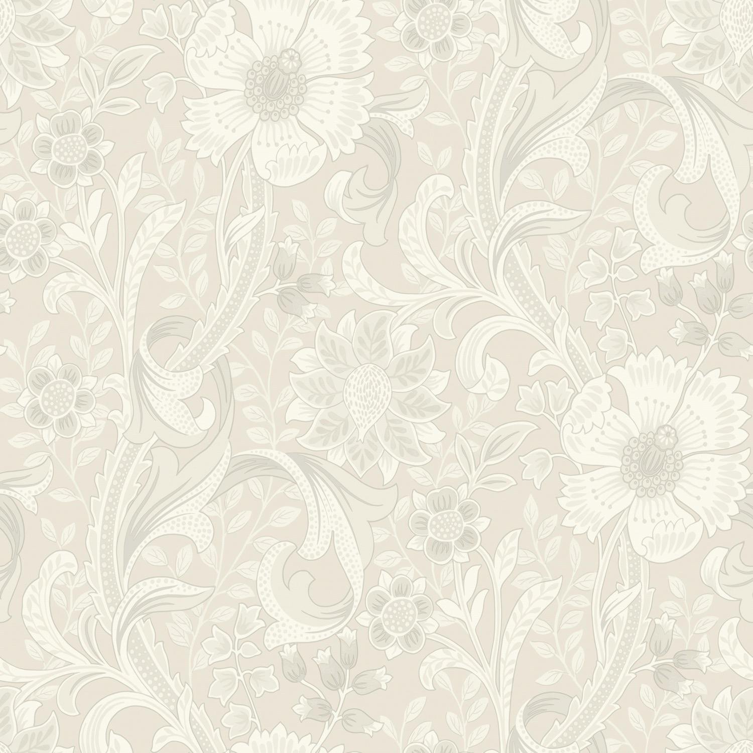 Grandeco White Boutique Traditional Floral Trail Pvc-Free Eco Wallpaper, Off