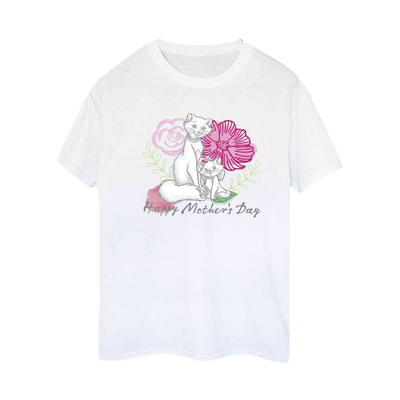 Disney Women's White / The Aristocats Mother´S Day Cotton Boyfriend T-Shirt - 3XL
