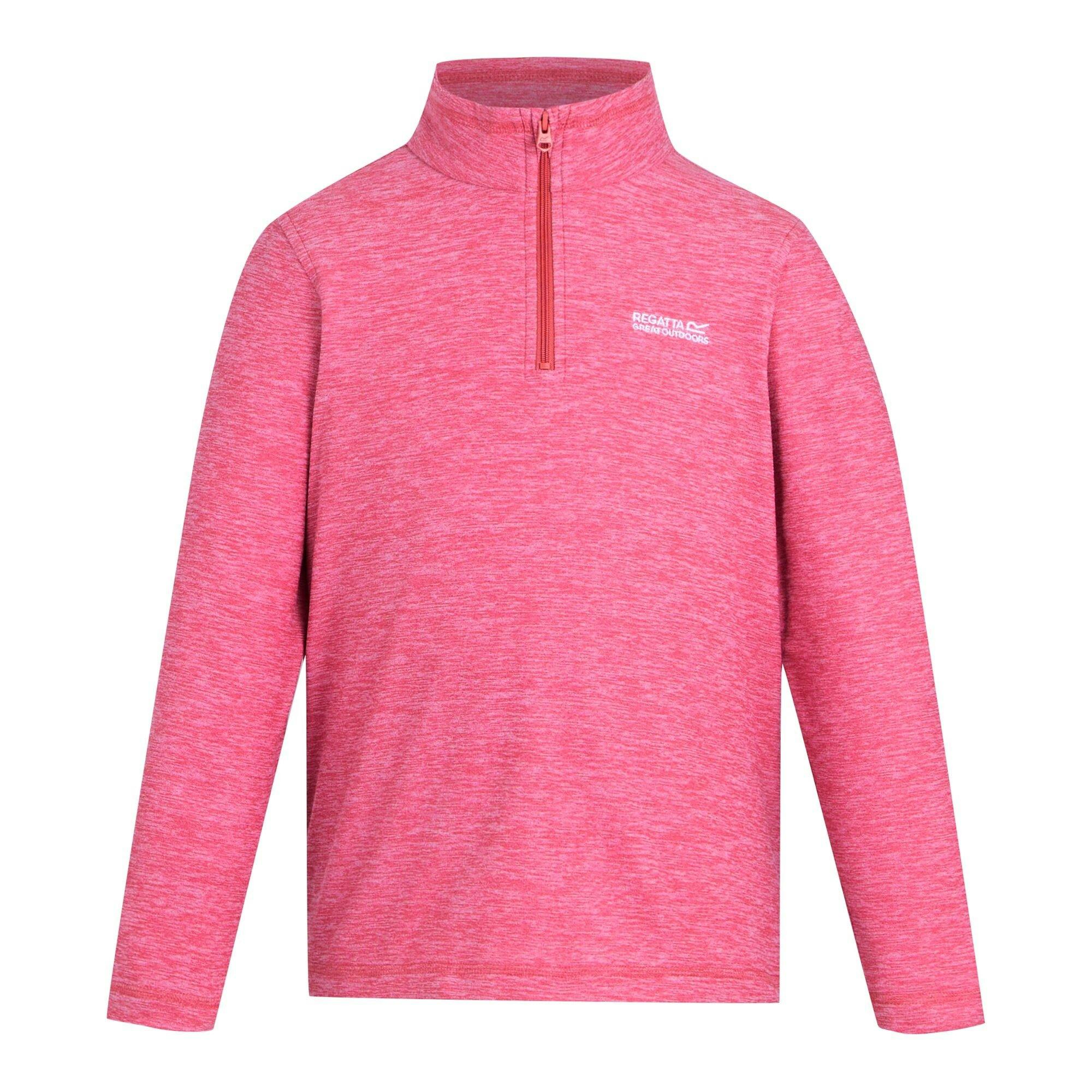 Regatta Kids Hot Shot Quarter Zip Fleece Top - Pop - 13 Years - Pop - 70% Polyester/30% Recycled Polyester