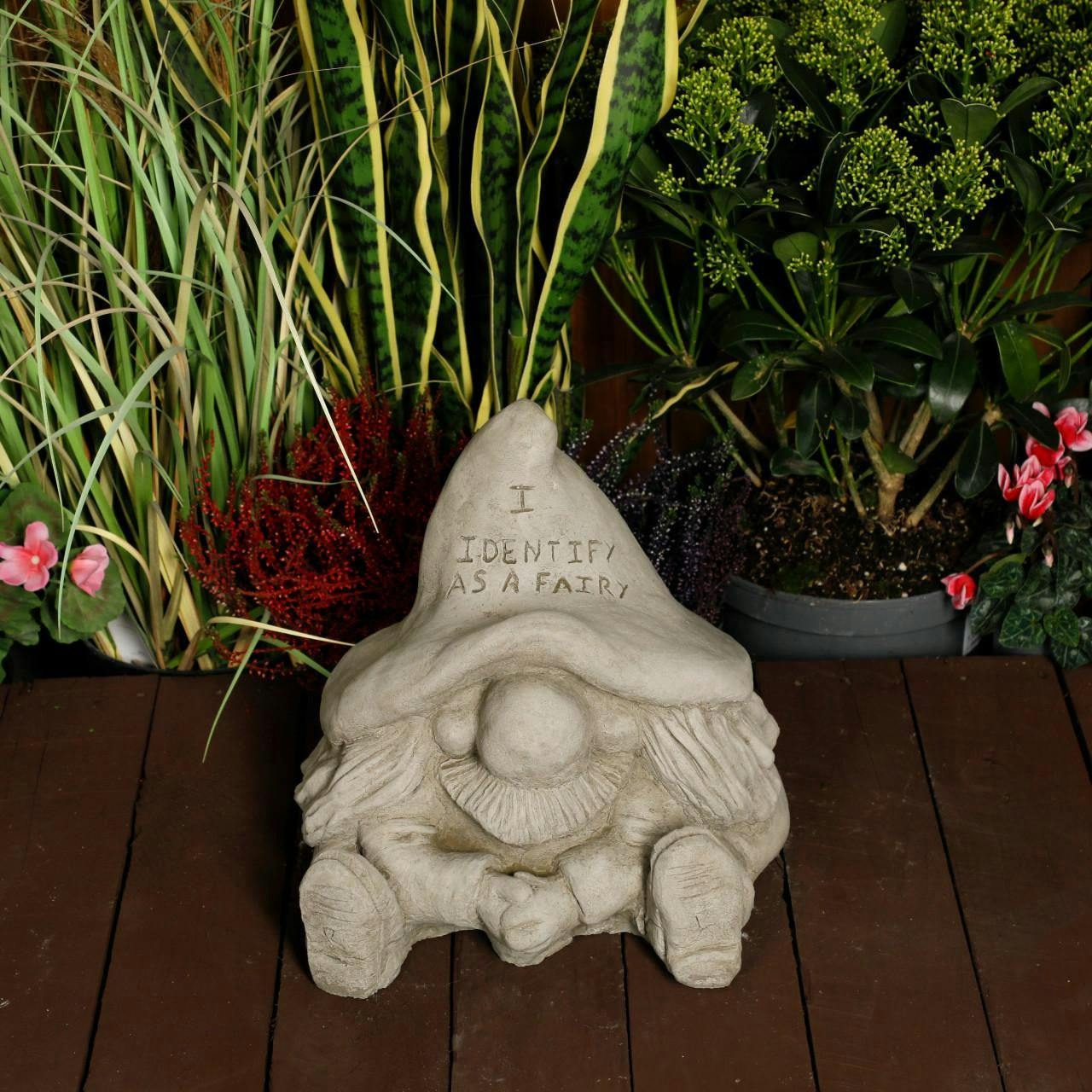 Osn Light 'I Identify As A Fairy' Stone Cast Gnome Statue