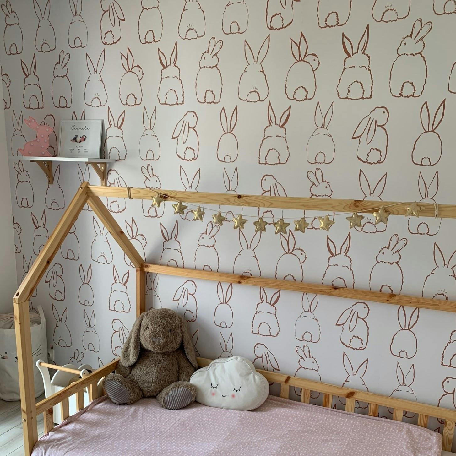 Roomblush Nursery Bunnies 4 Lane Repeatable Wallpaper Mural 200 X 285Cm, Neutral Terracotta