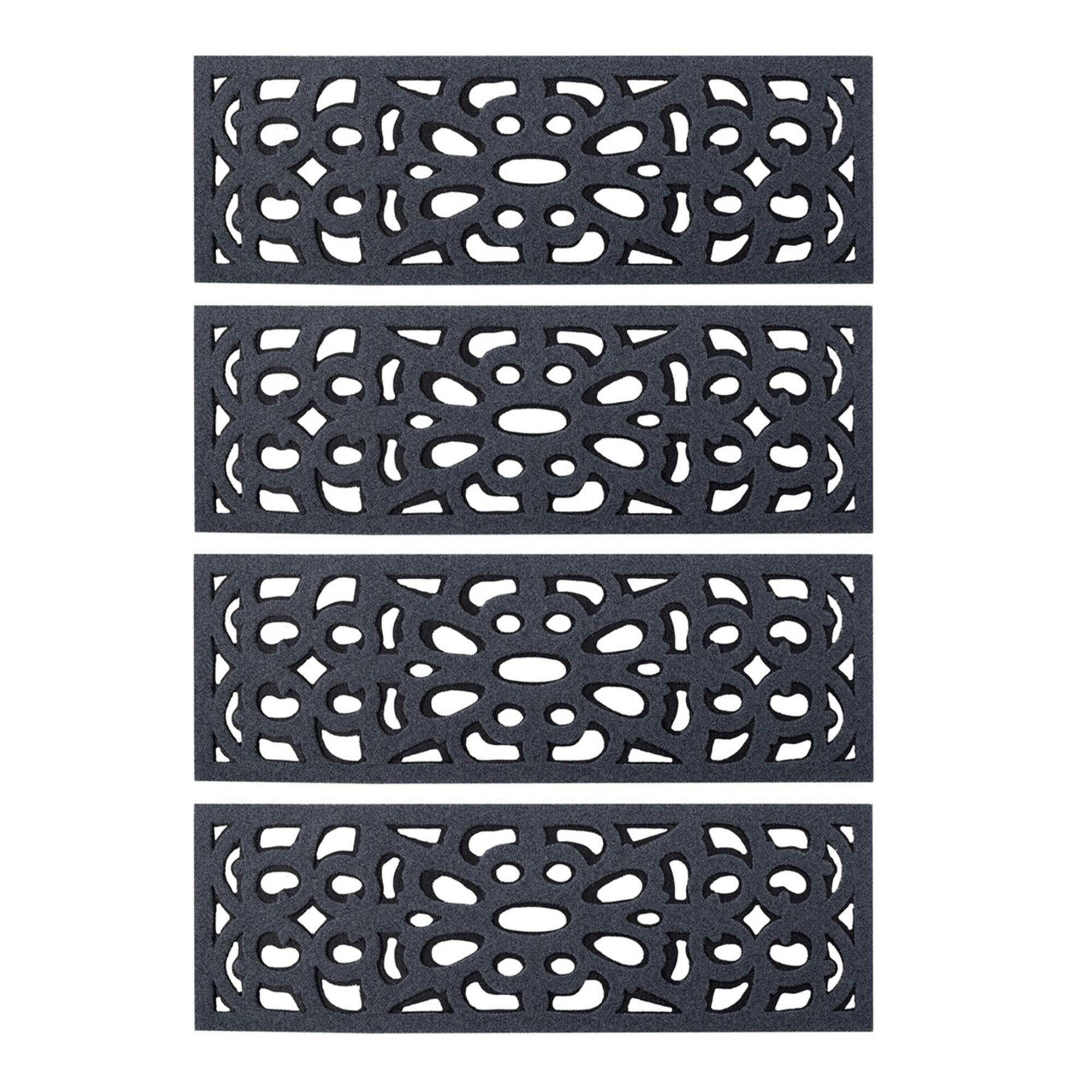 Rackhams Grey Victorian Style Eco-Friendly Rubber Step Mat - Indoor Outdoor - Set Of 4