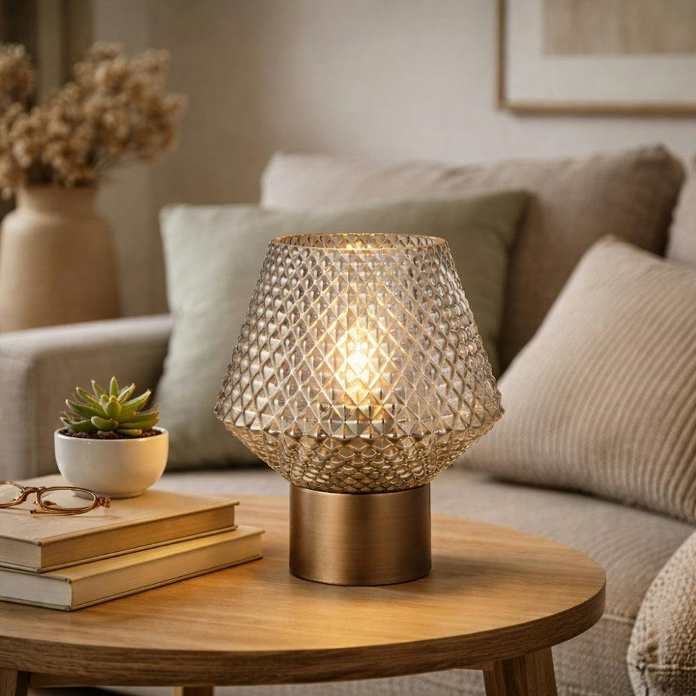 Rackhams Grey Eryka & Smoked Glass Table Lamp