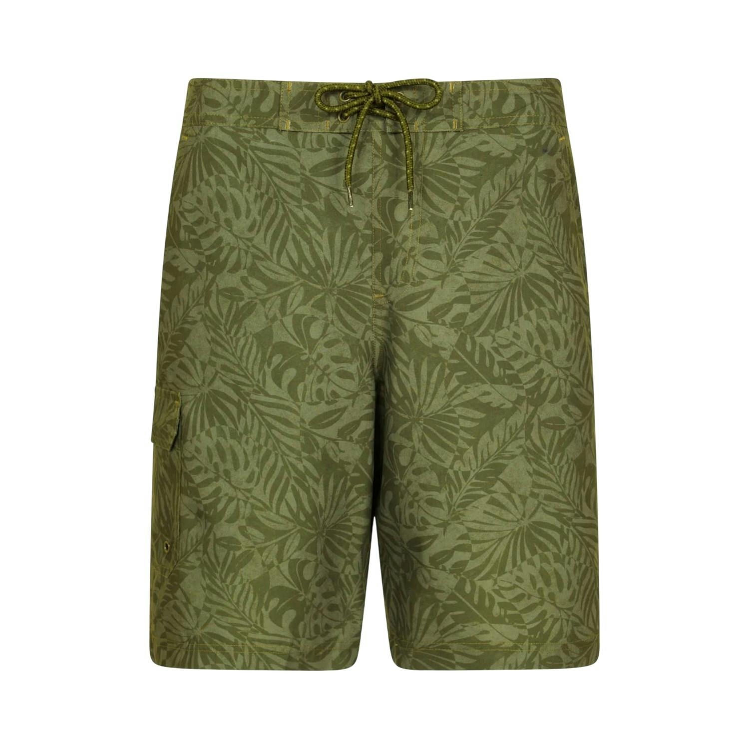 Mountain Warehouse Men's Dark Ocean Tropical Board Shorts - Khaki - Xl - Khaki - 100% Polyester