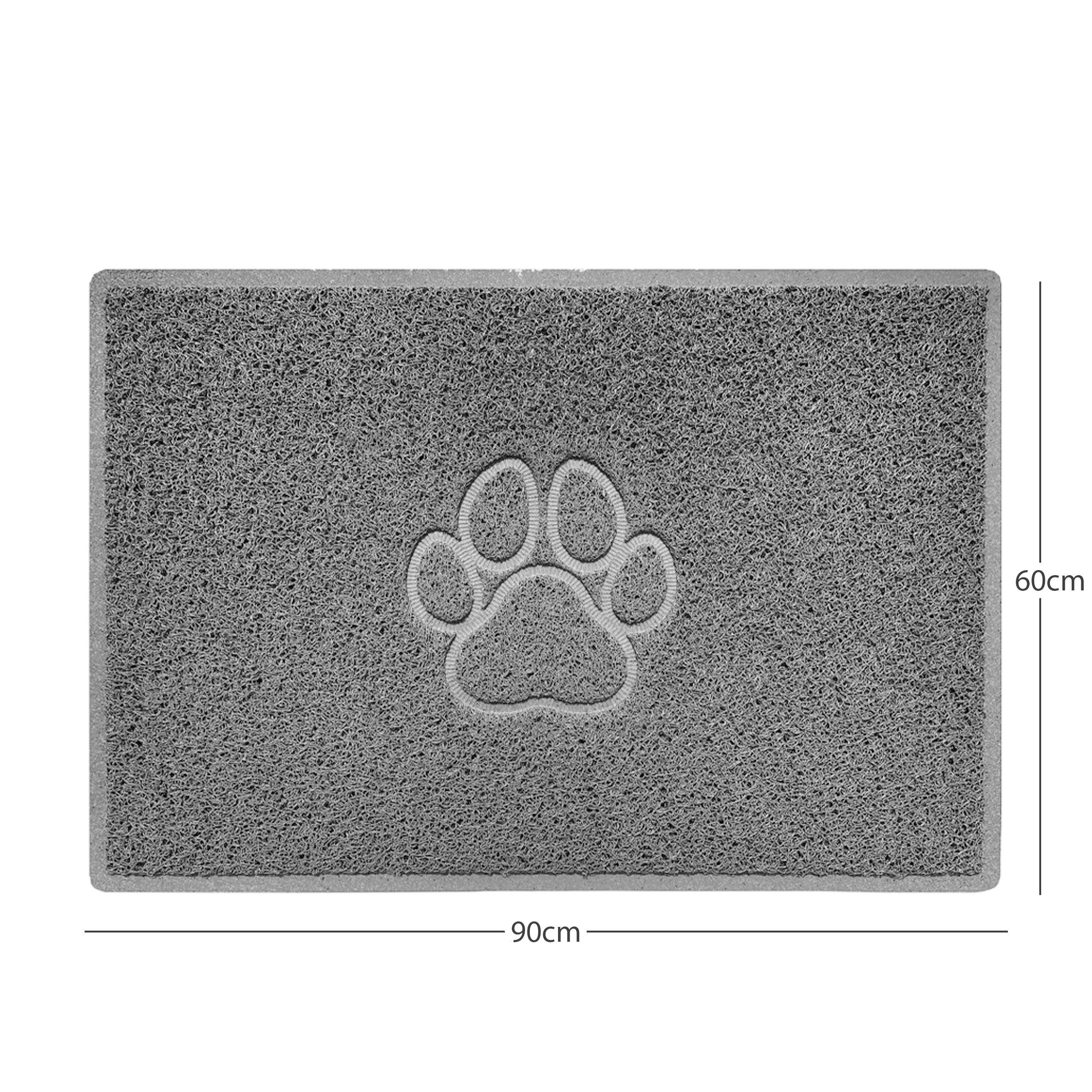 Rackhams Grey "Paw Print" Embossed Loofah Textured Spaghetti Door Mat - 90Cm X 60Cm - Yes (Suitable For Indoors)