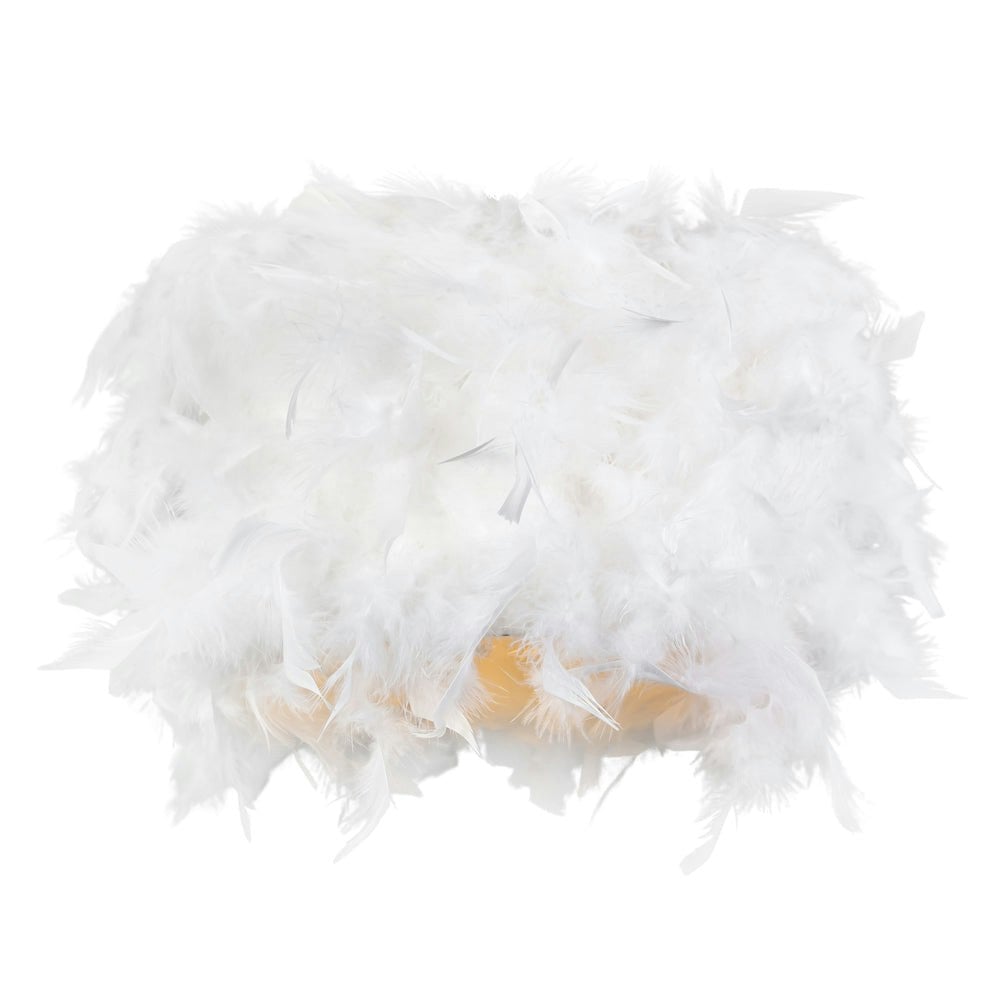 Rackhams White Modern Designer Real Feather Drum Lamp Shade With Inner Cotton Lining