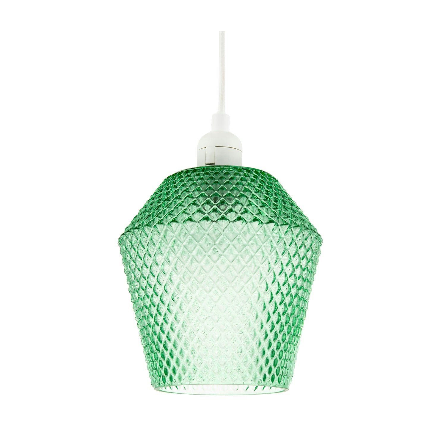 Happy Homewares Green Modern And Compact Diamond Design Emerald Glass Pendant Shade 17Cm