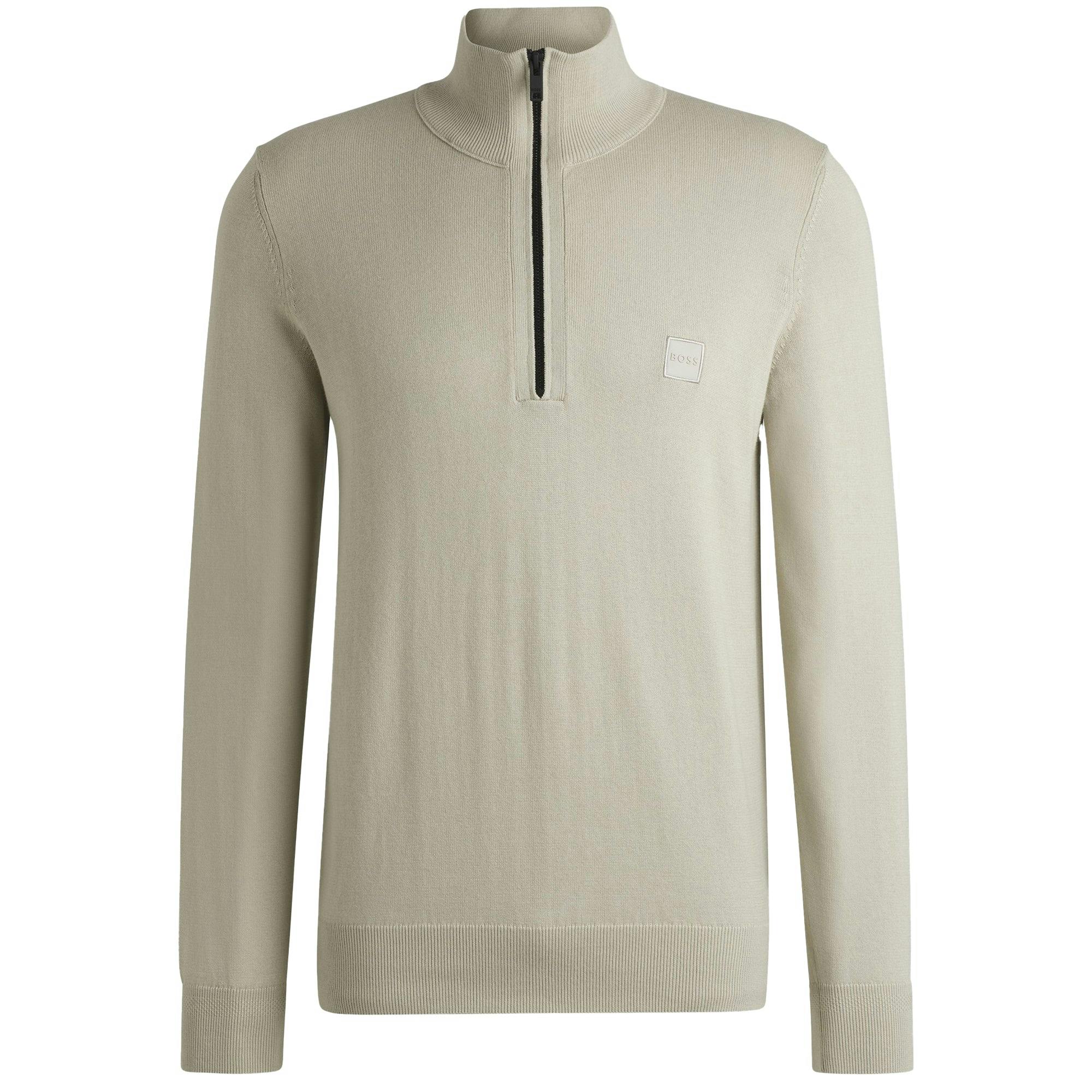 Boss Light/Beige Kanobix S Quarter Zip Knitted Sweater - Medium