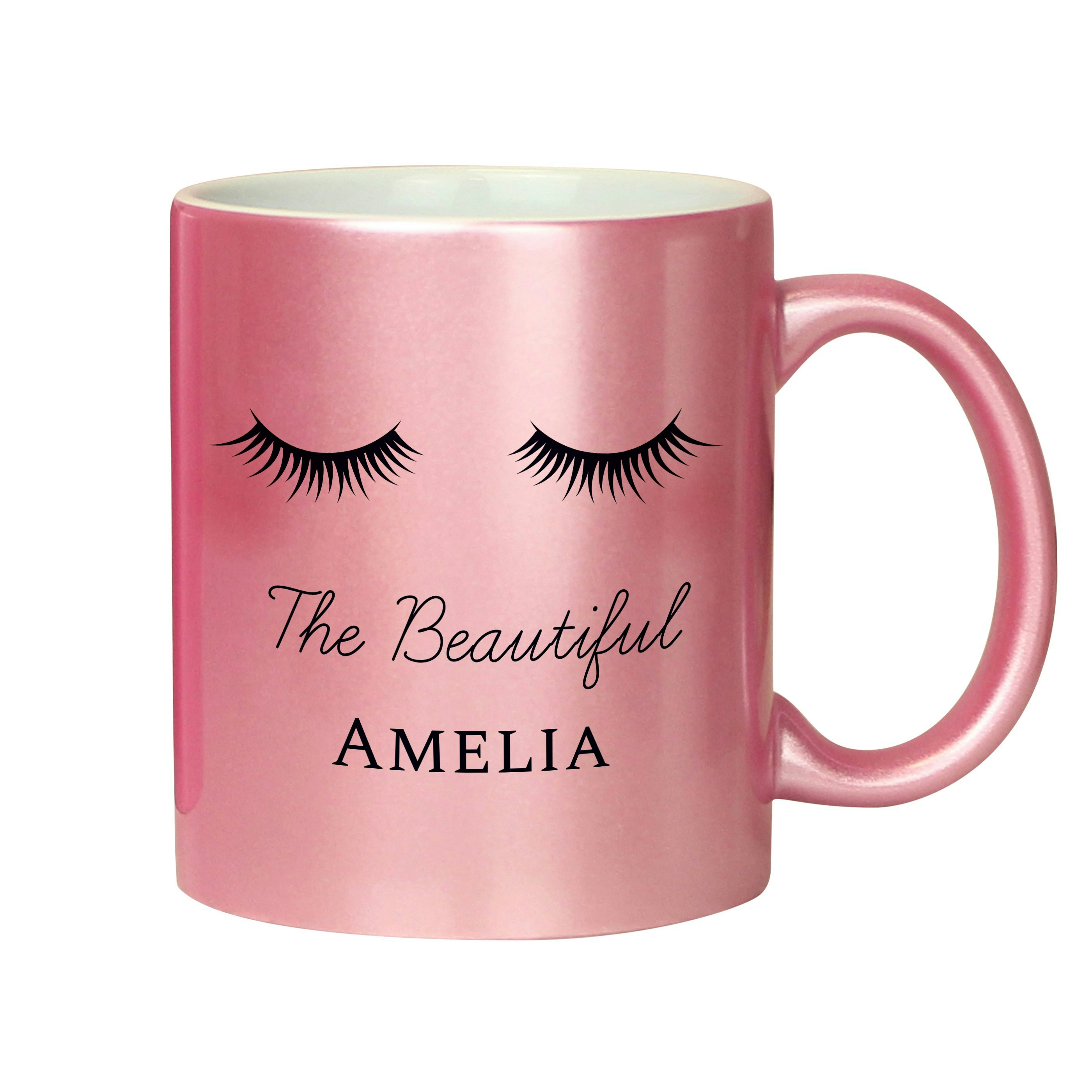 Personalised Memento Company Pink Personalised Eyelashes Glitter Mug