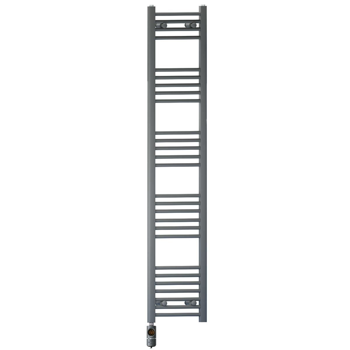 Myhomeware Anthracite/Grey 300 X 1600 Mm Electric Bathroom Towel Rail Radiator Heater With Af Thermostatic Electric Element Pre-Filled