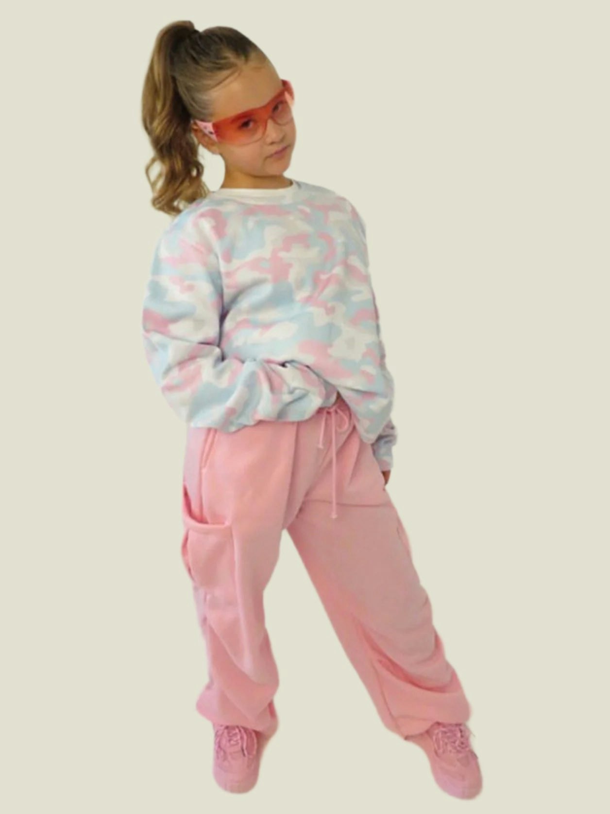 Beat Girlz Club Pink Acrobat Crew Sweat - Miami Camo - 9/10