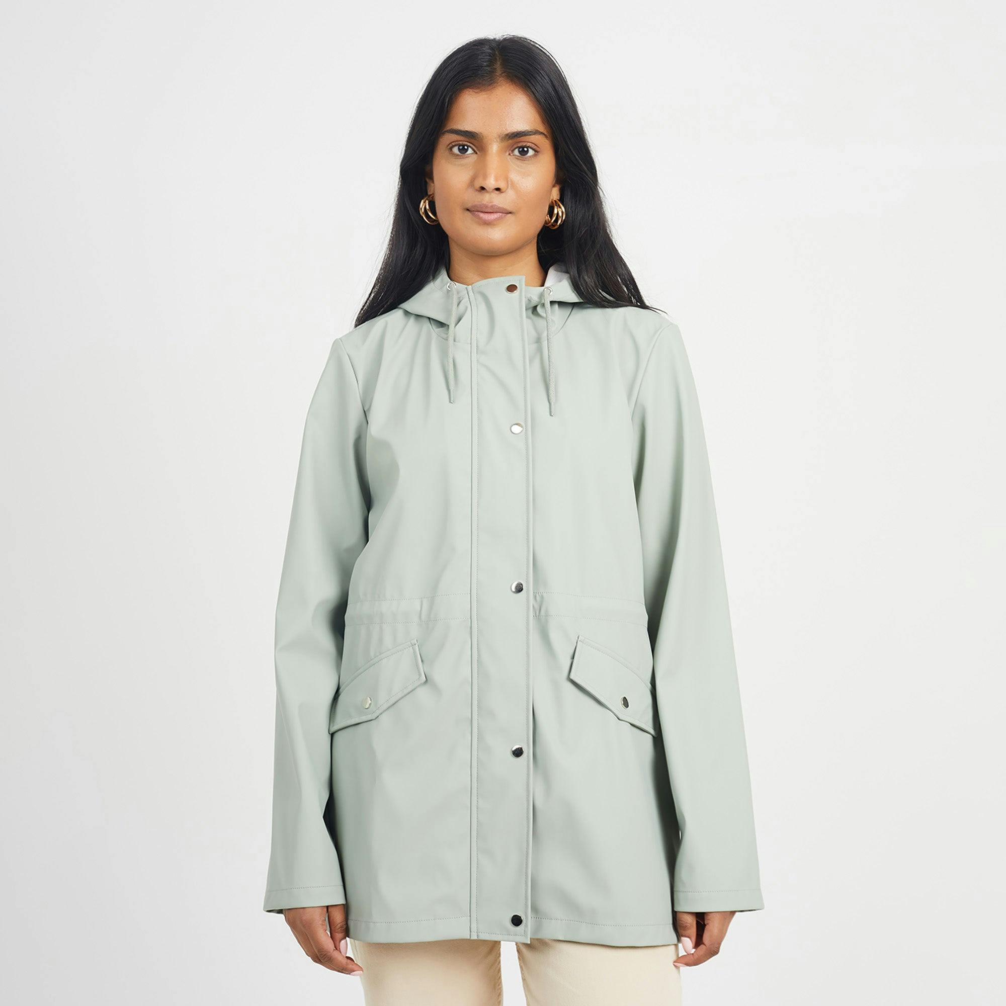 Brave Soul Green Hooded Rain Mac - Pale - Pale - 16
