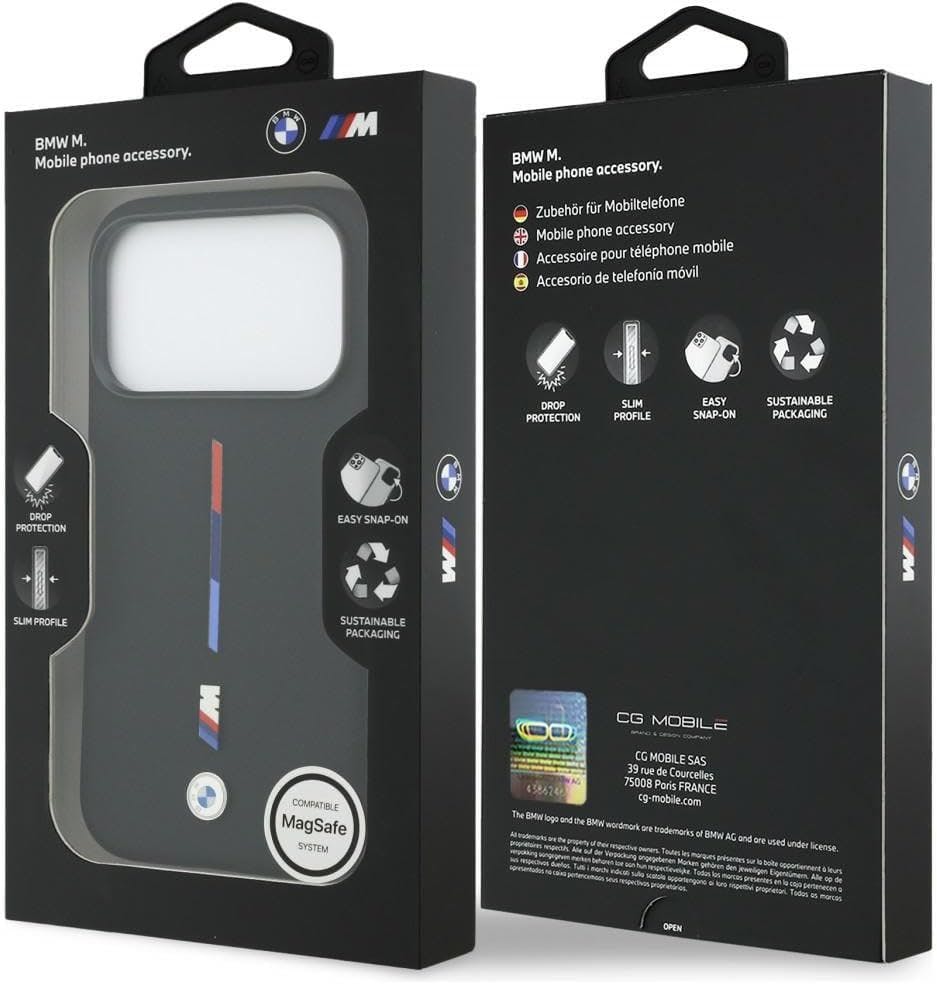 Bmw Black M Series Silicone Tricolor Line Case With Magsafe For Iphone 17 Pro 6.3" - Bmhmp17l25sitmik